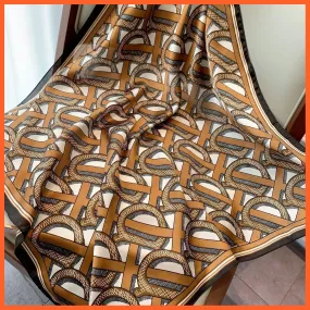 Fashion Printed Silk Satin Neck Scarf | Women Small Shawl Square Foulard Bandana