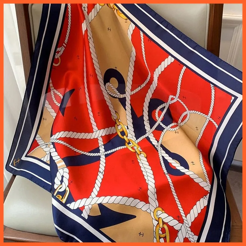 Fashion Printed Silk Satin Neck Scarf | Women Small Shawl Square Foulard Bandana
