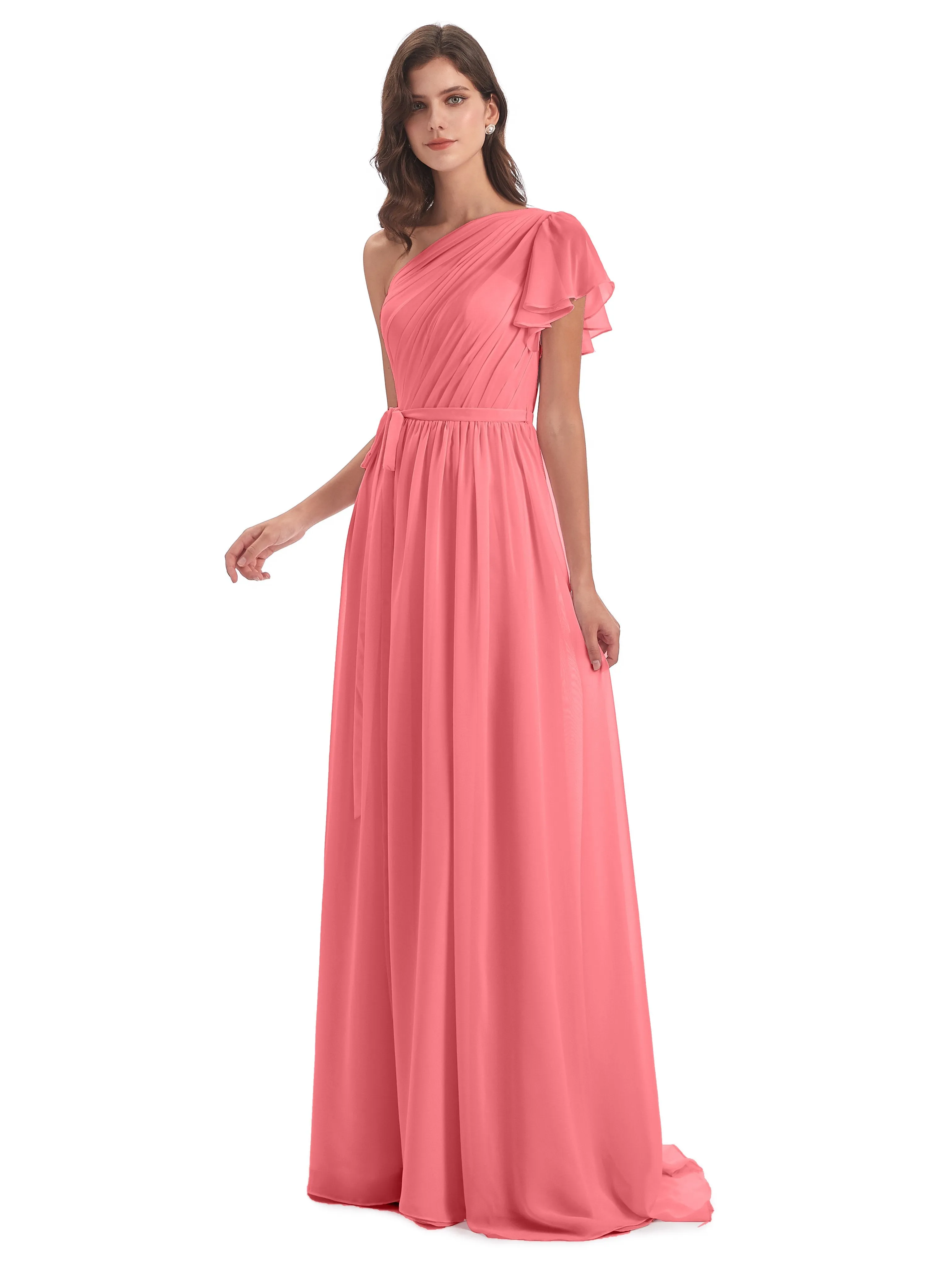Gemma Vintage Sweep-Brush Train Long Mother of the Bride Dresses