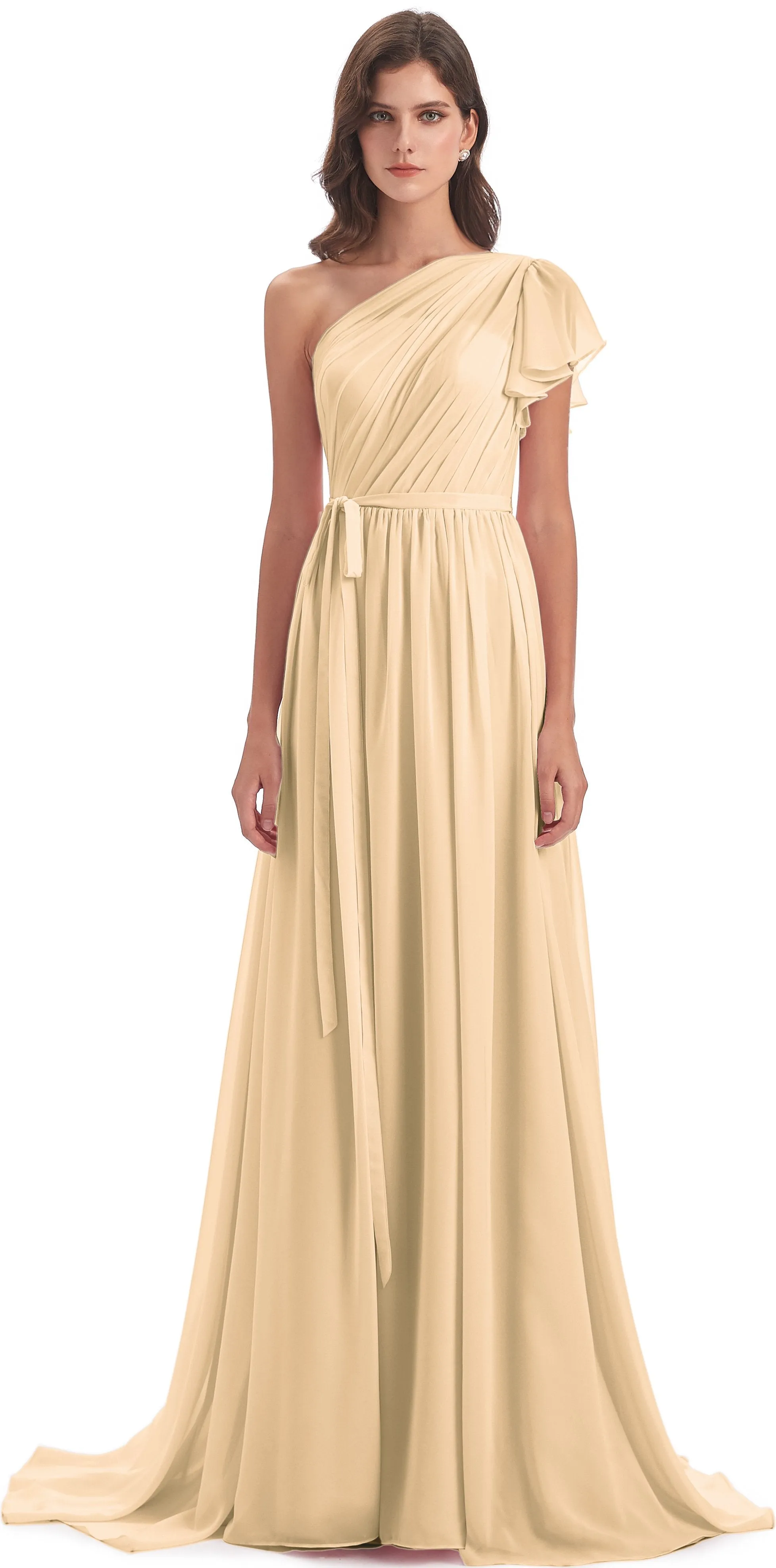 Gemma Vintage Sweep-Brush Train Long Mother of the Bride Dresses