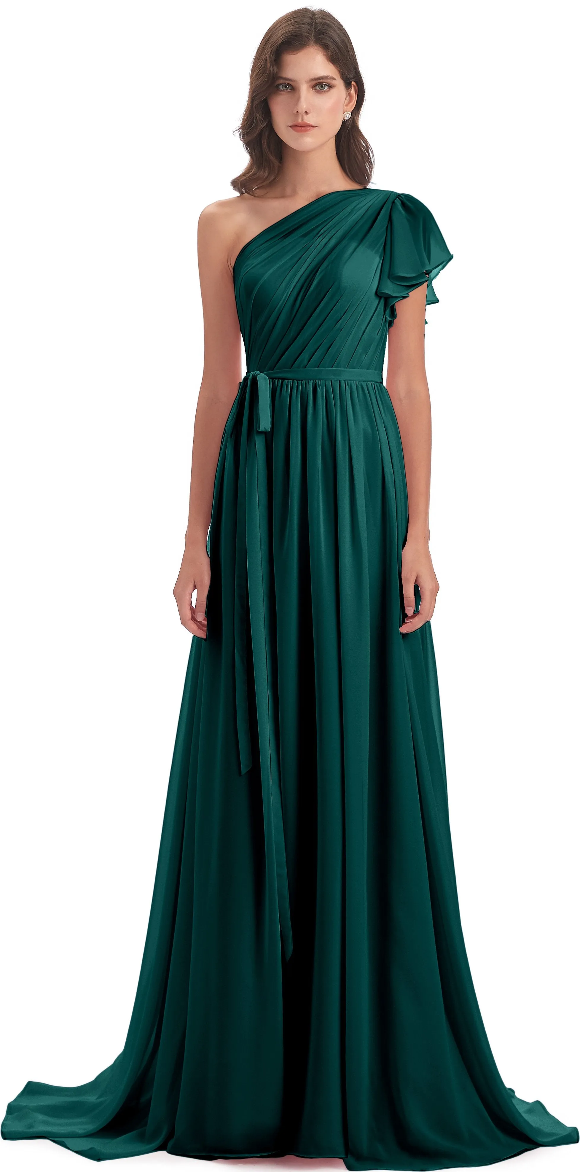 Gemma Vintage Sweep-Brush Train Long Mother of the Bride Dresses