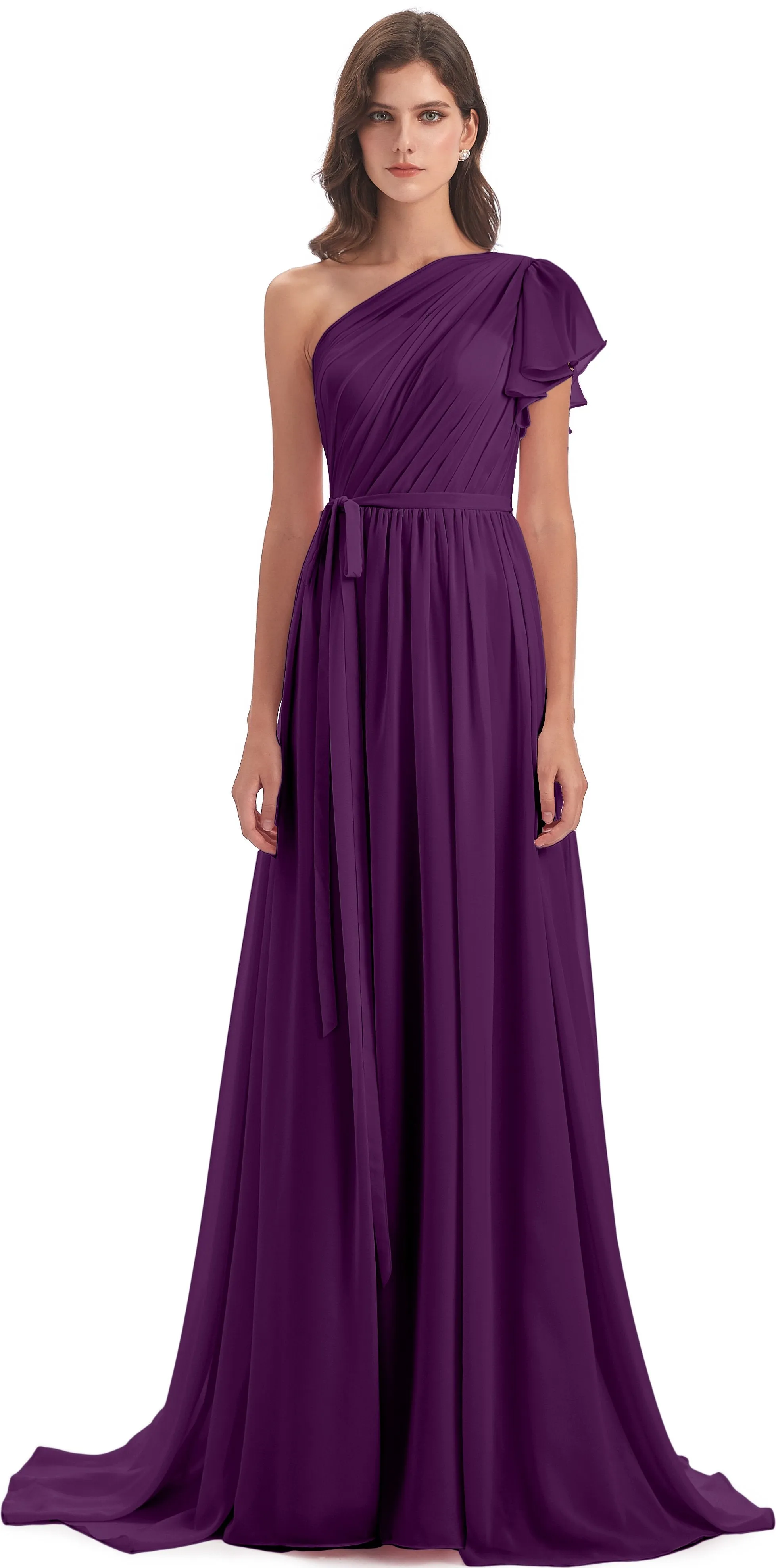 Gemma Vintage Sweep-Brush Train Long Mother of the Bride Dresses