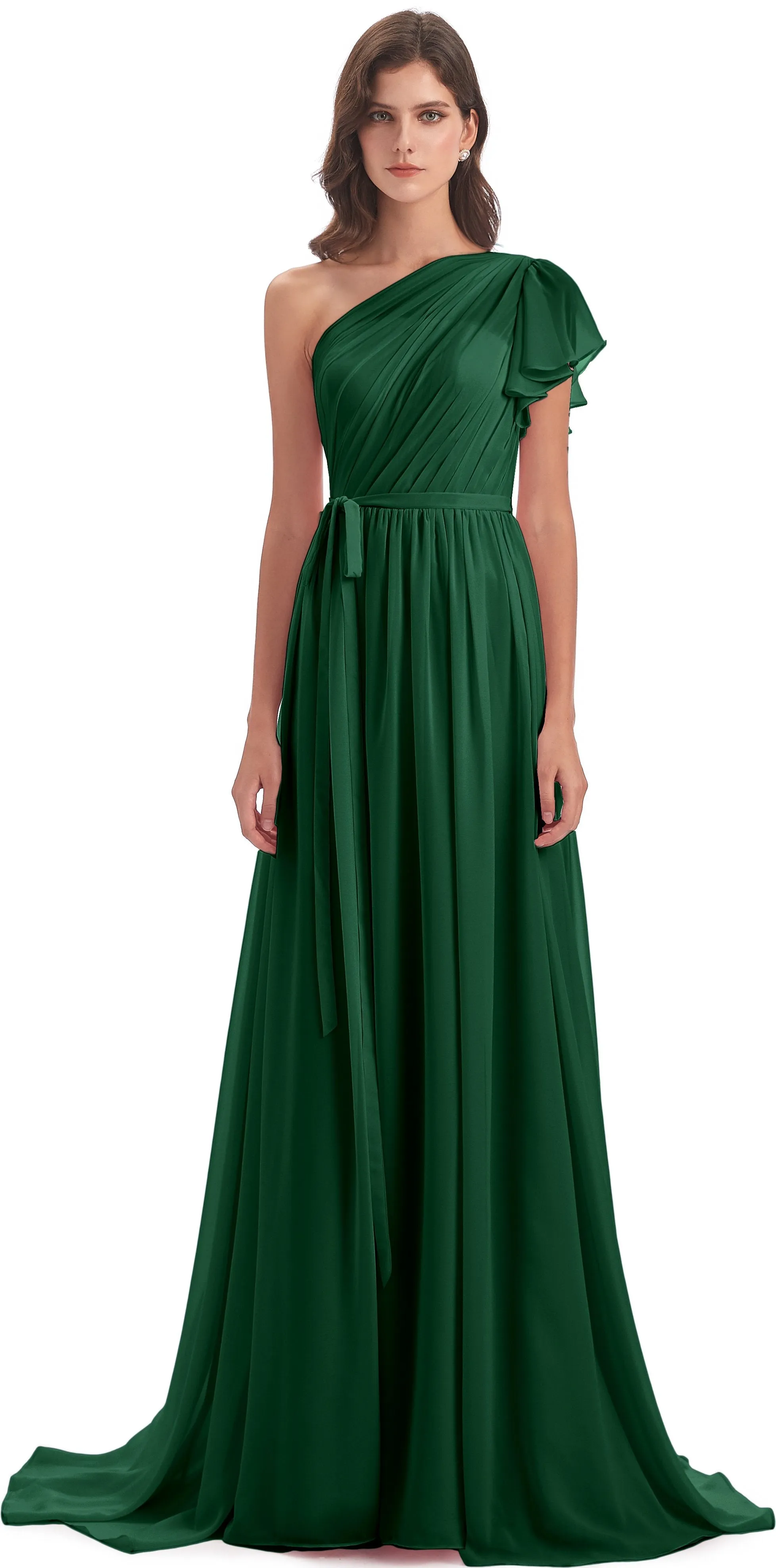 Gemma Vintage Sweep-Brush Train Long Mother of the Bride Dresses