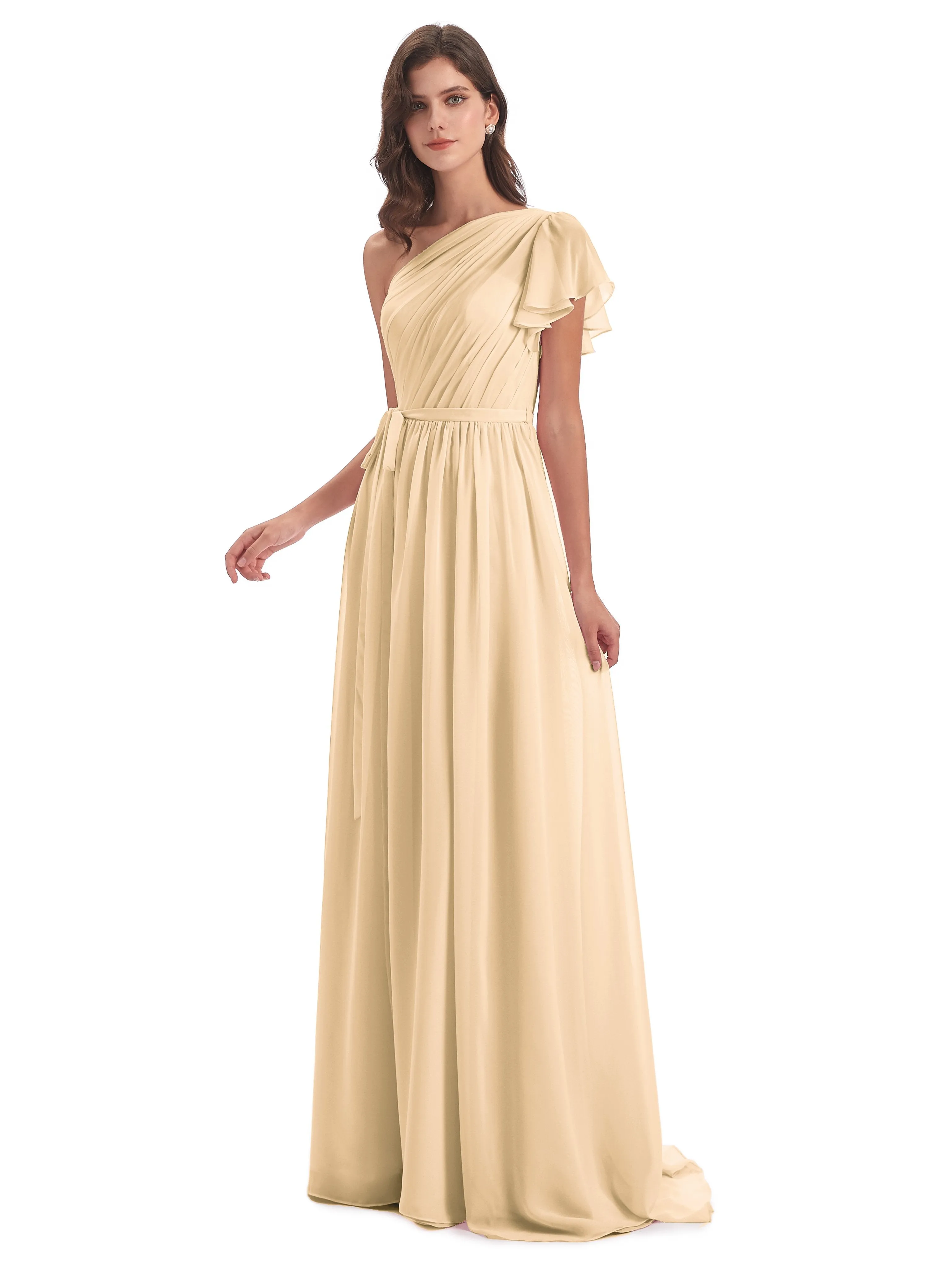 Gemma Vintage Sweep-Brush Train Long Mother of the Bride Dresses