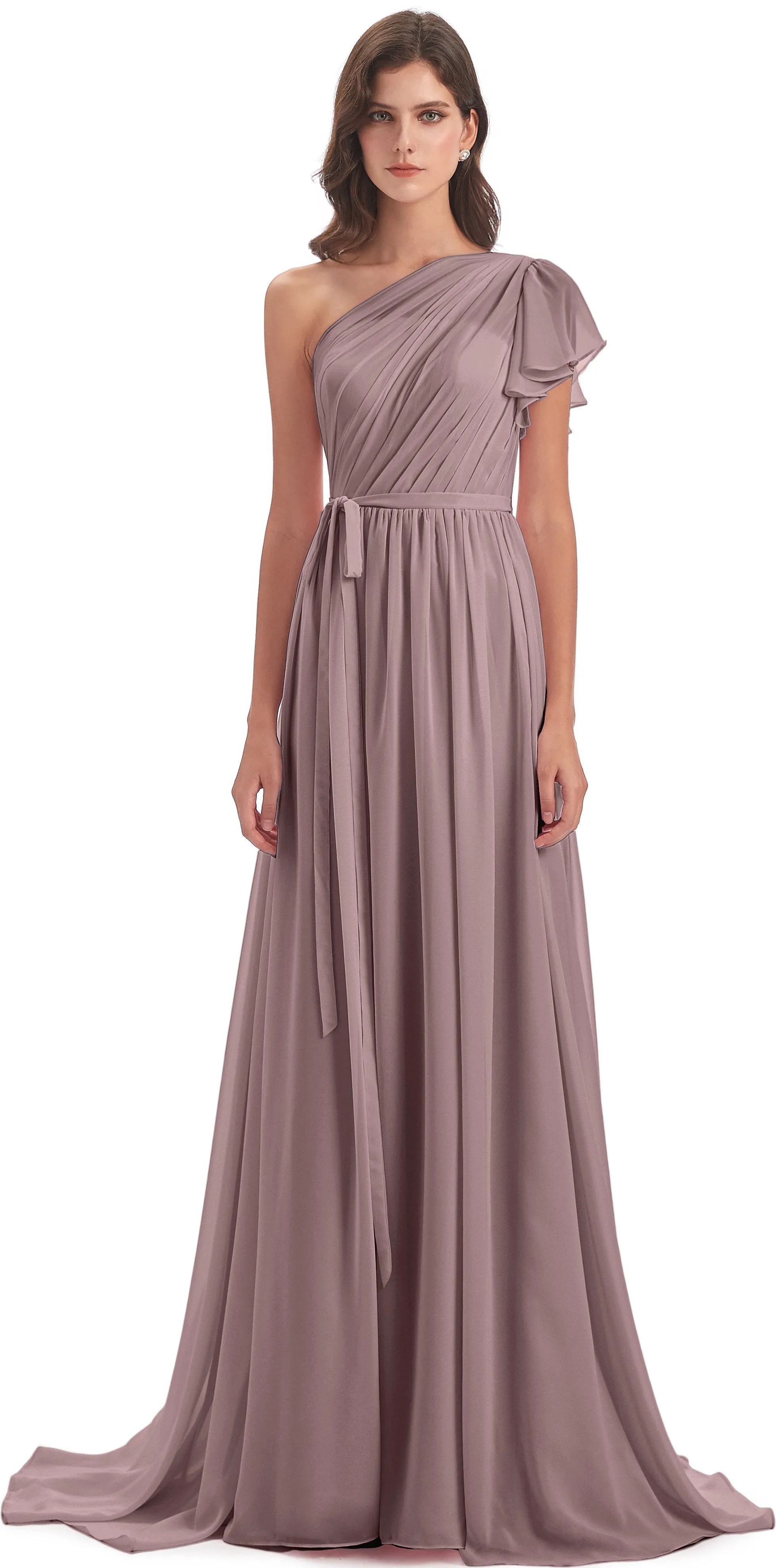 Gemma Vintage Sweep-Brush Train Long Mother of the Bride Dresses