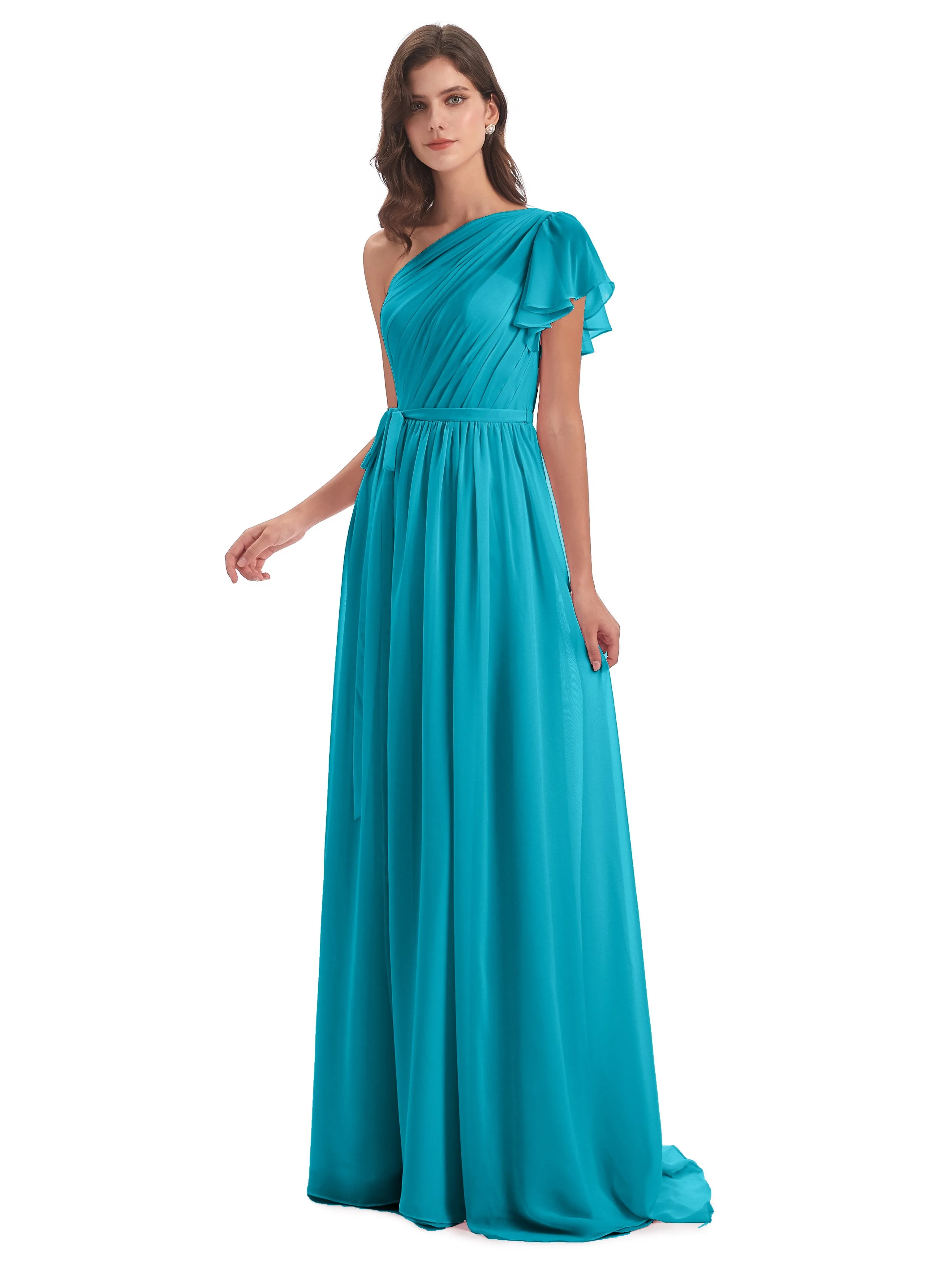 Gemma Vintage Sweep-Brush Train Long Mother of the Bride Dresses