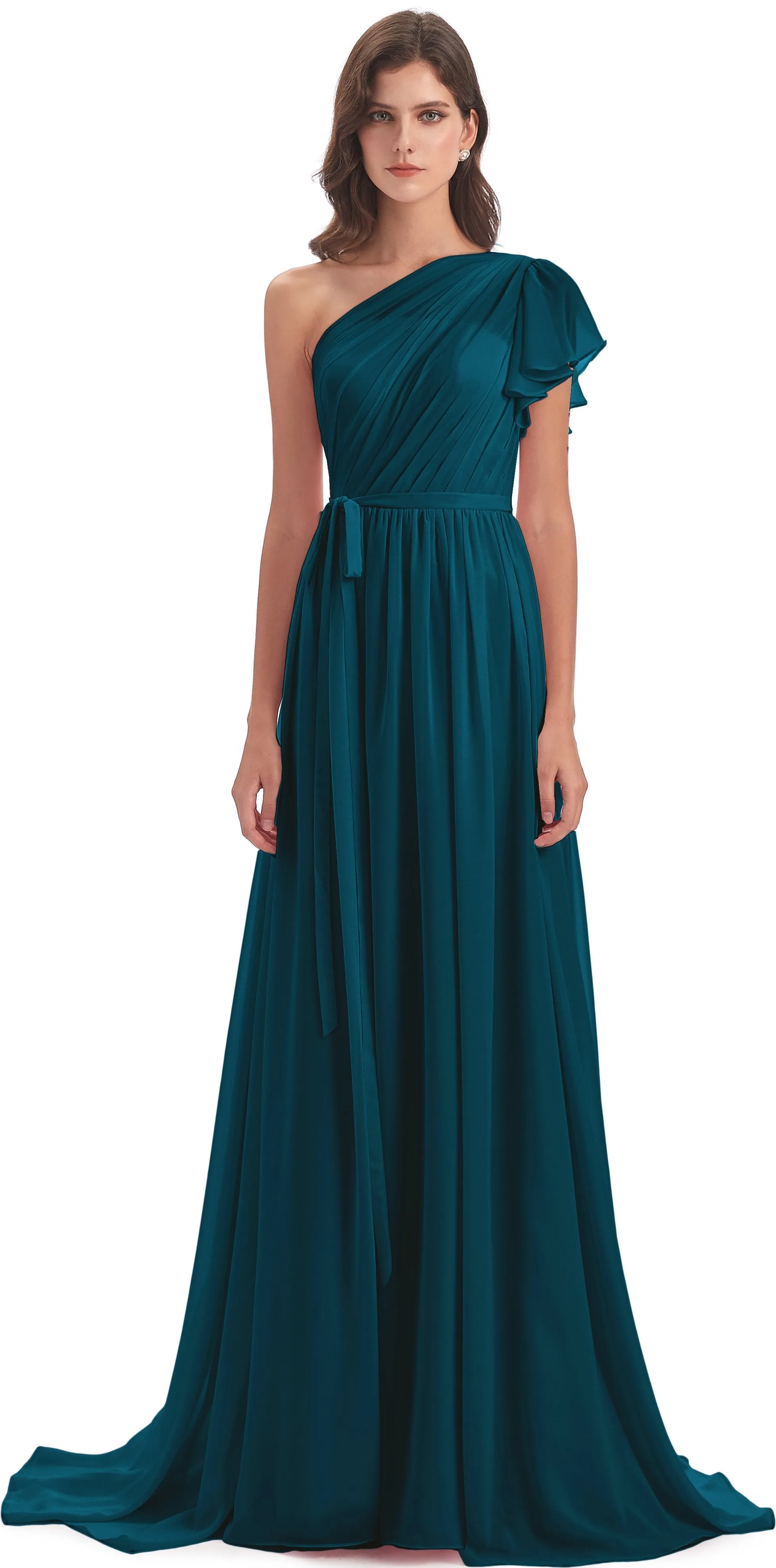 Gemma Vintage Sweep-Brush Train Long Mother of the Bride Dresses