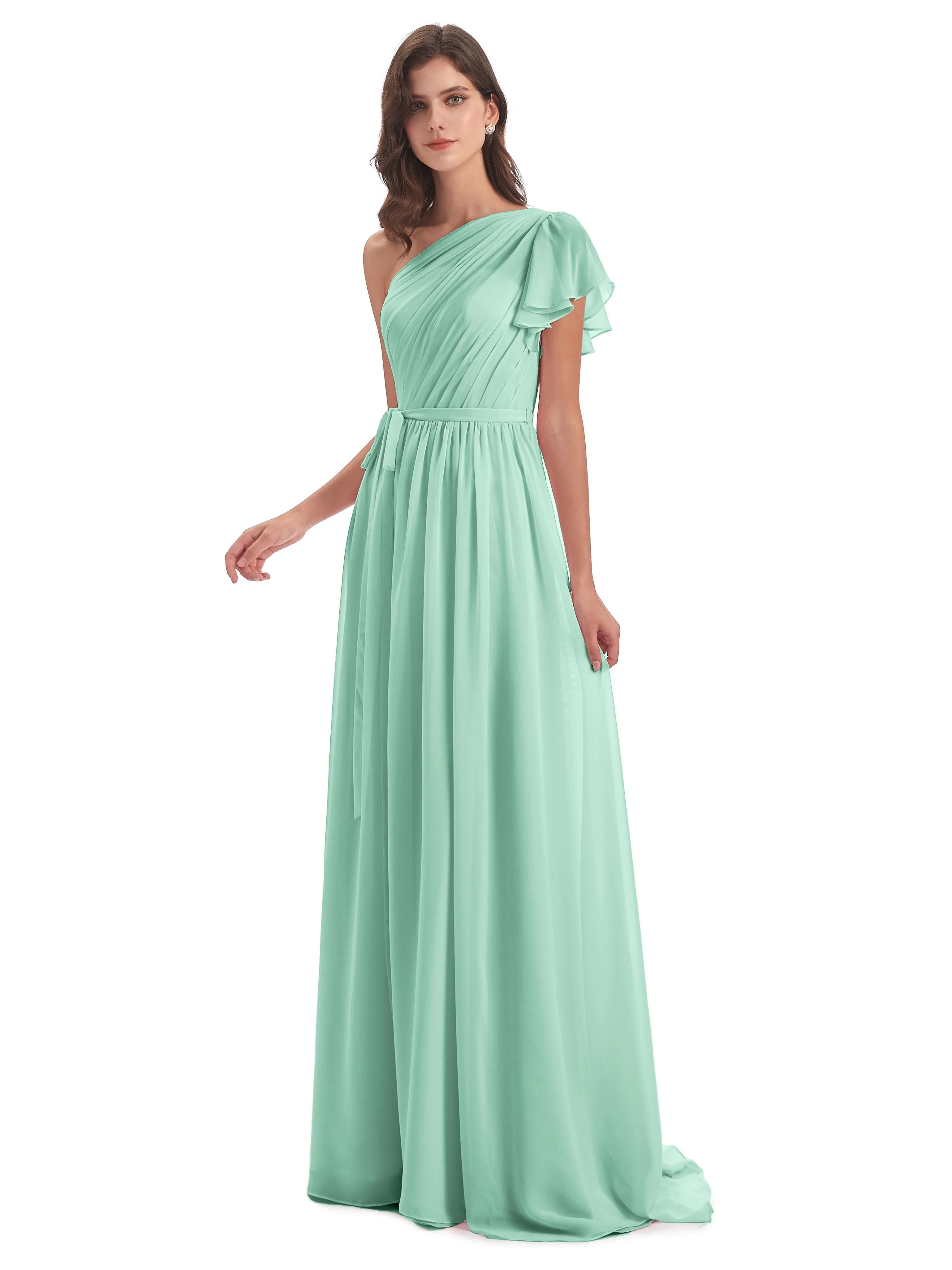 Gemma Vintage Sweep-Brush Train Long Mother of the Bride Dresses