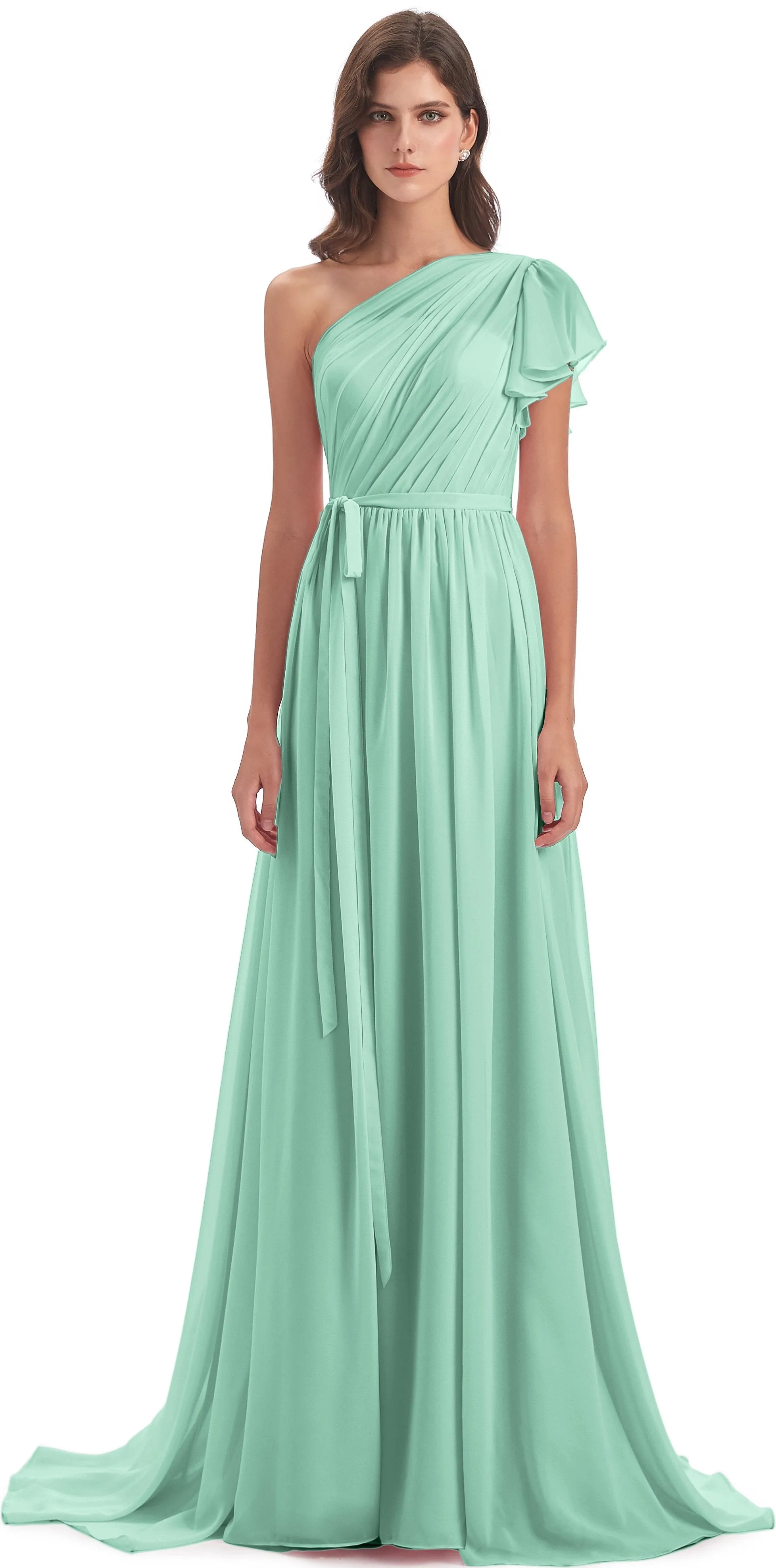 Gemma Vintage Sweep-Brush Train Long Mother of the Bride Dresses