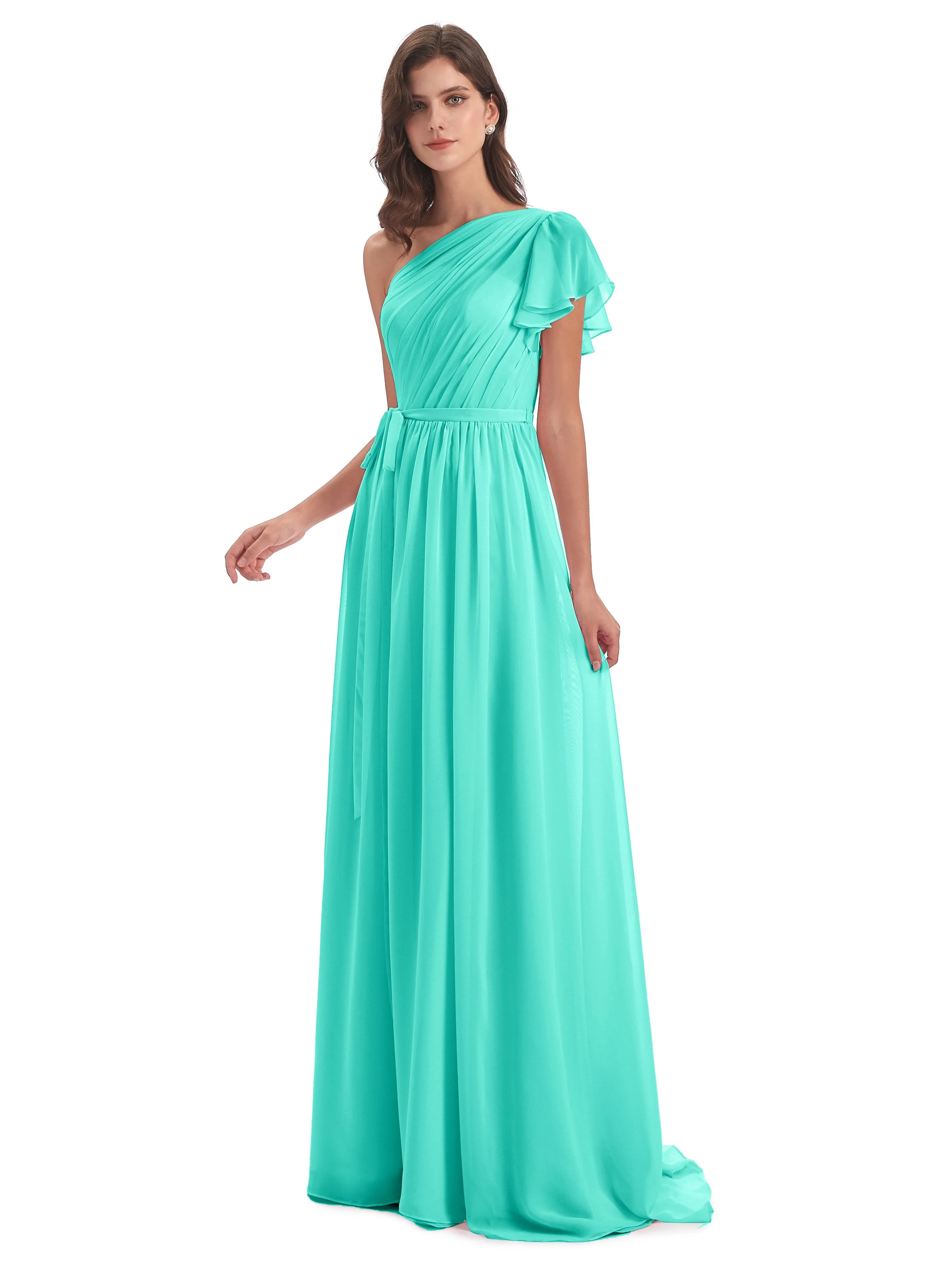 Gemma Vintage Sweep-Brush Train Long Mother of the Bride Dresses