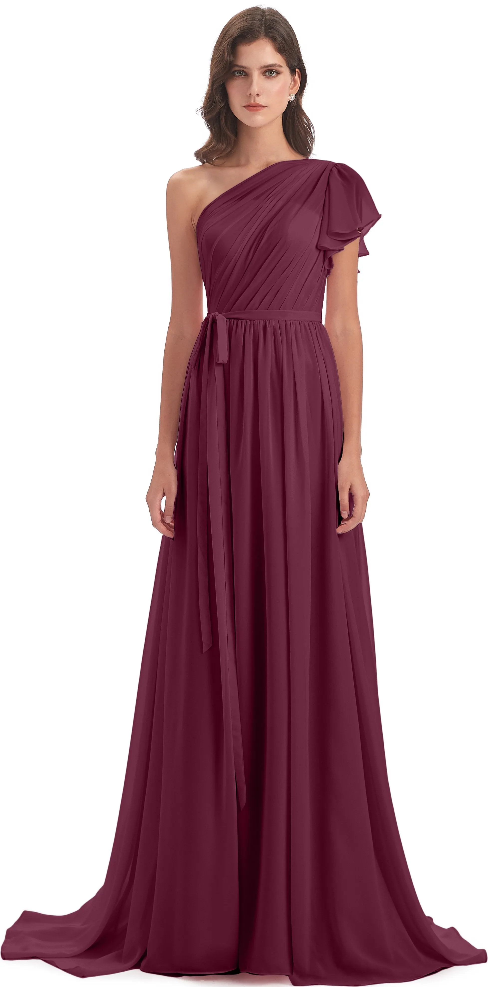 Gemma Vintage Sweep-Brush Train Long Mother of the Bride Dresses