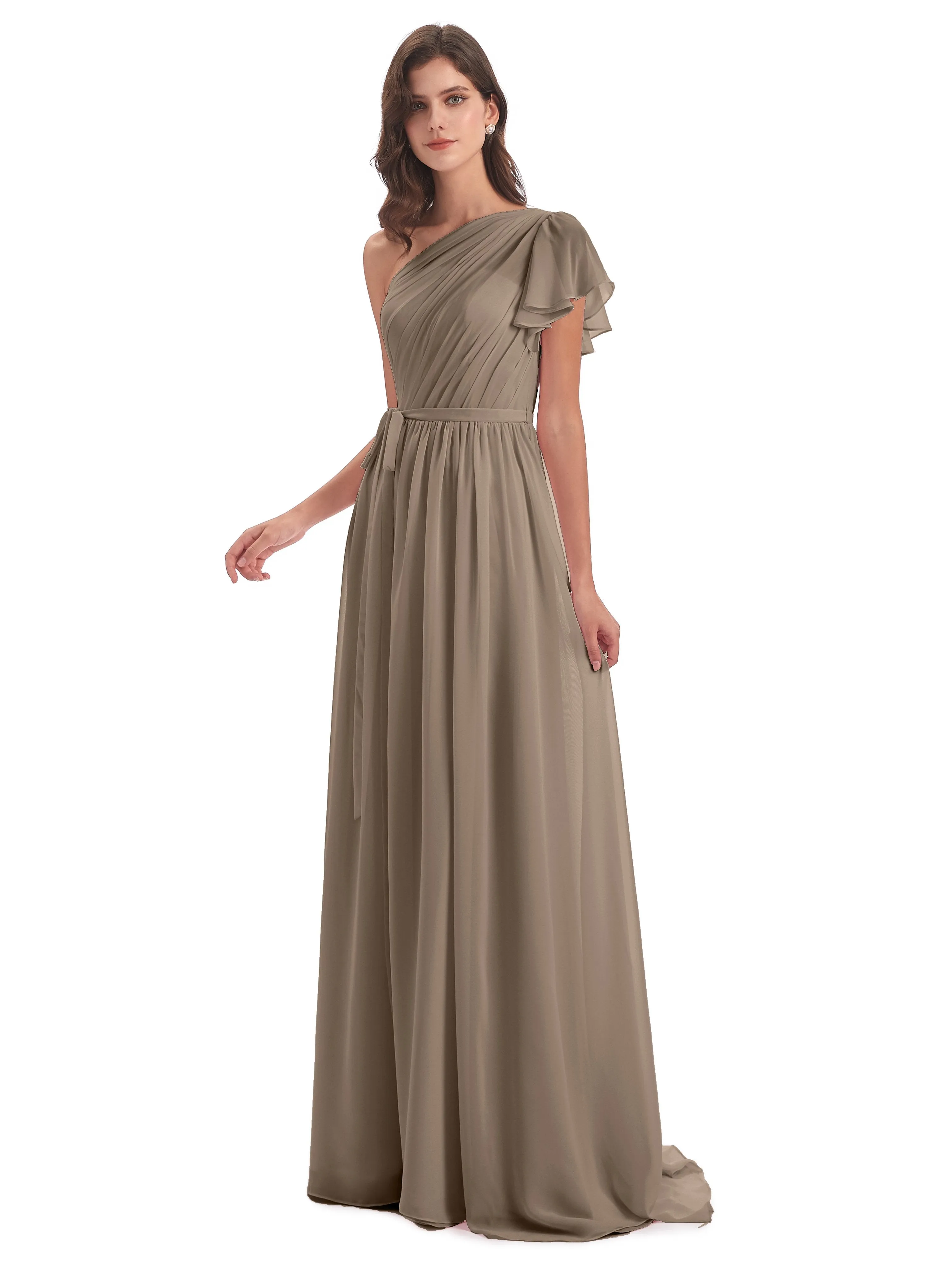 Gemma Vintage Sweep-Brush Train Long Mother of the Bride Dresses