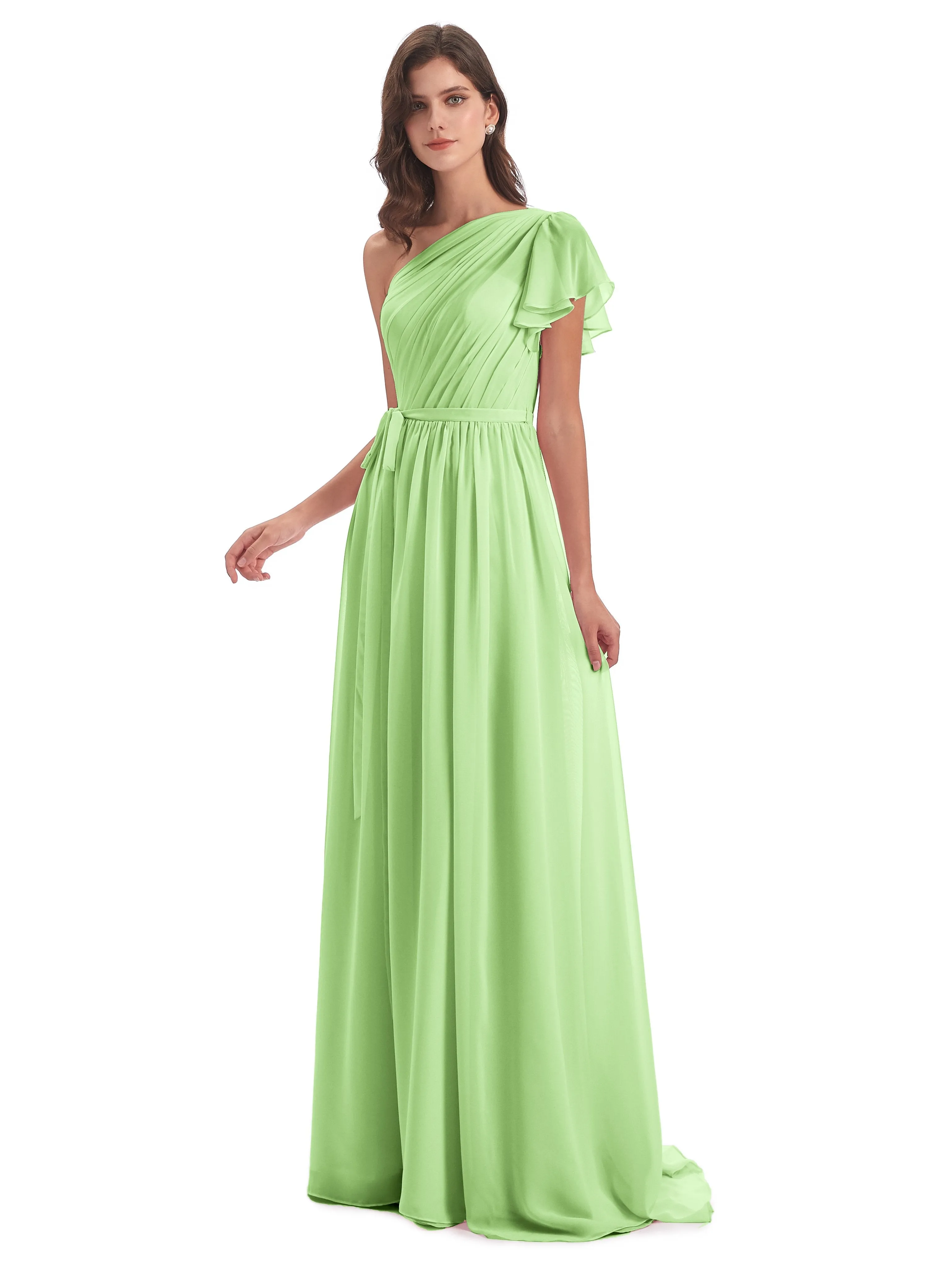 Gemma Vintage Sweep-Brush Train Long Mother of the Bride Dresses