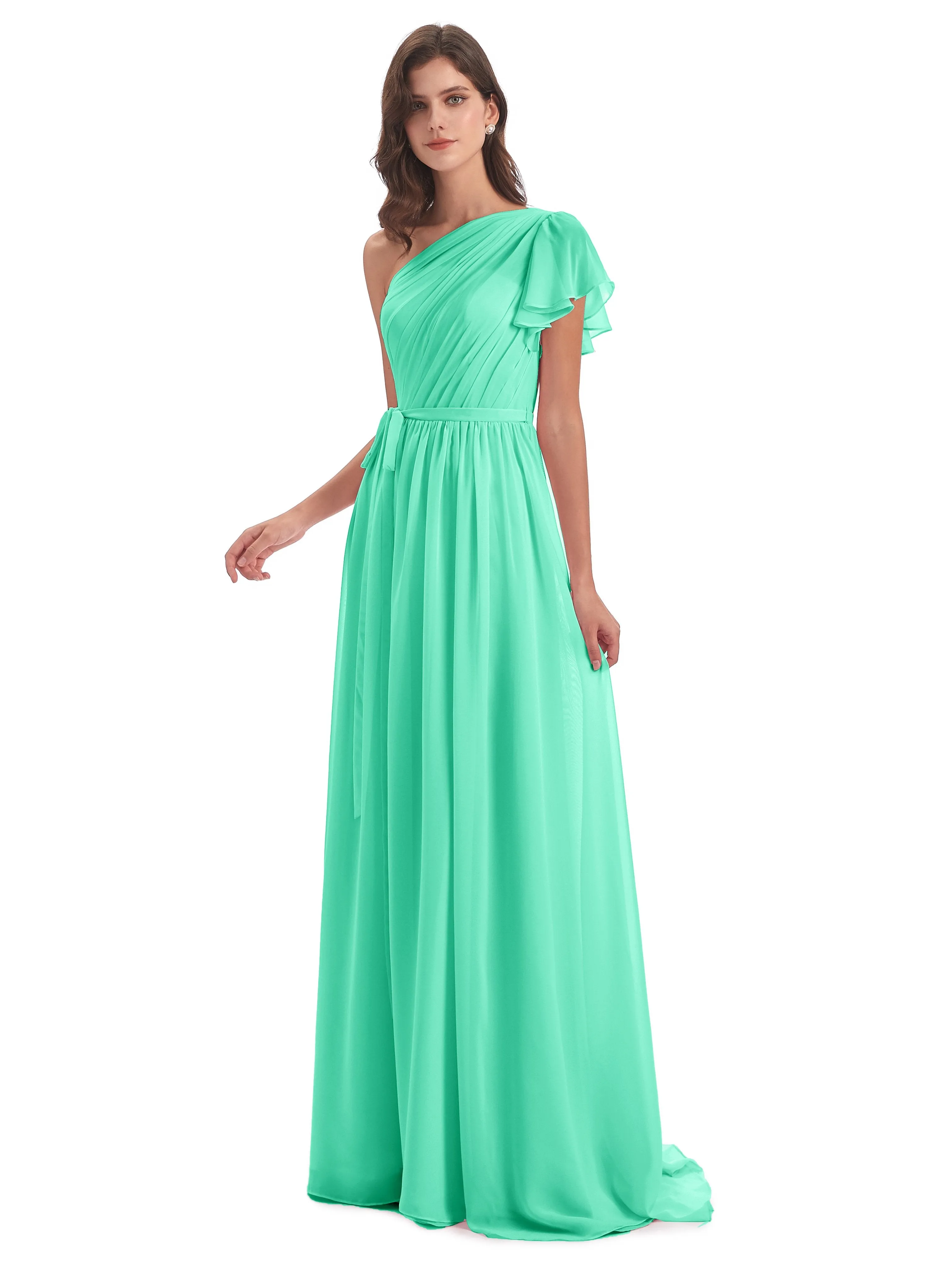 Gemma Vintage Sweep-Brush Train Long Mother of the Bride Dresses