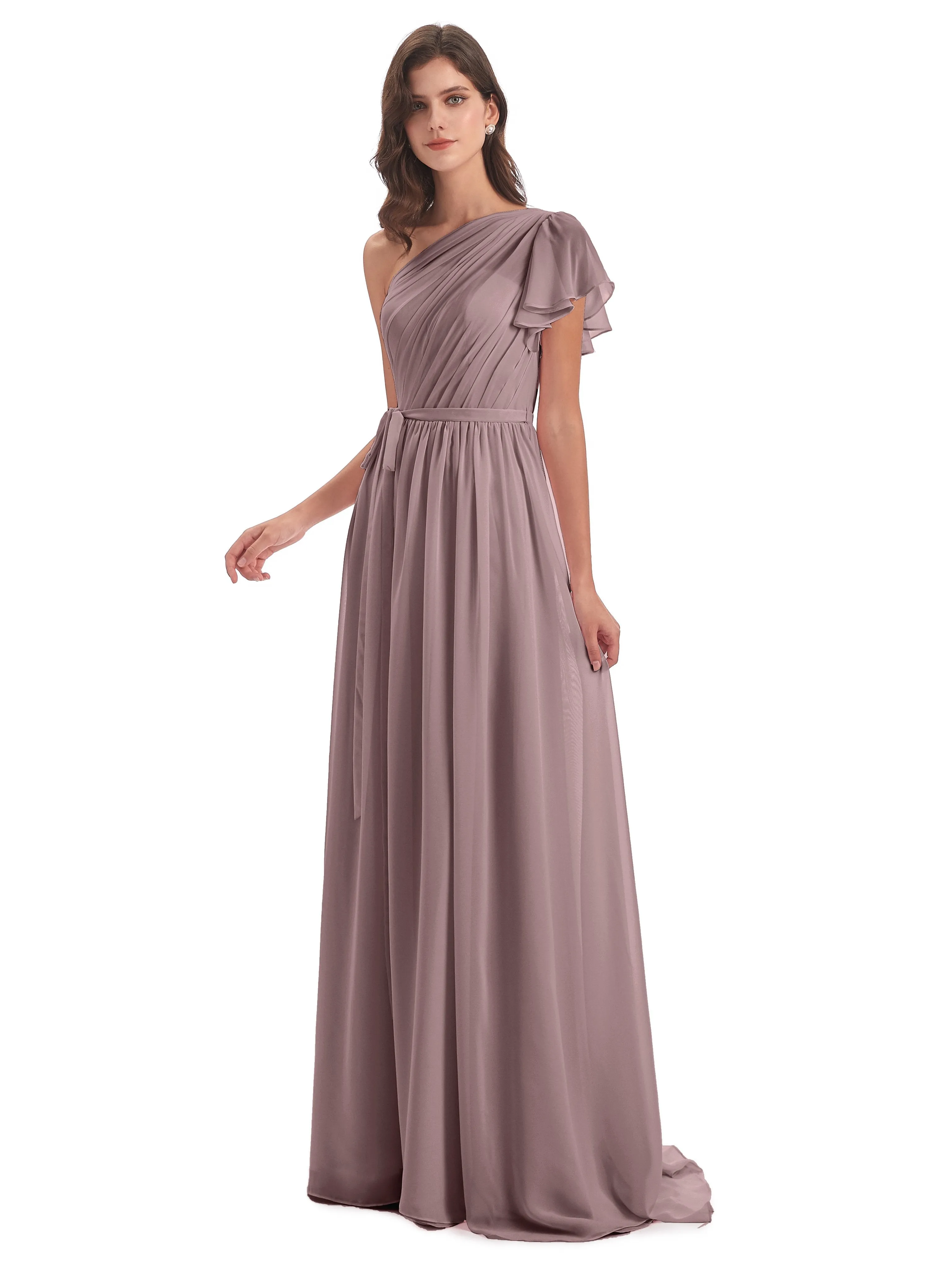 Gemma Vintage Sweep-Brush Train Long Mother of the Bride Dresses