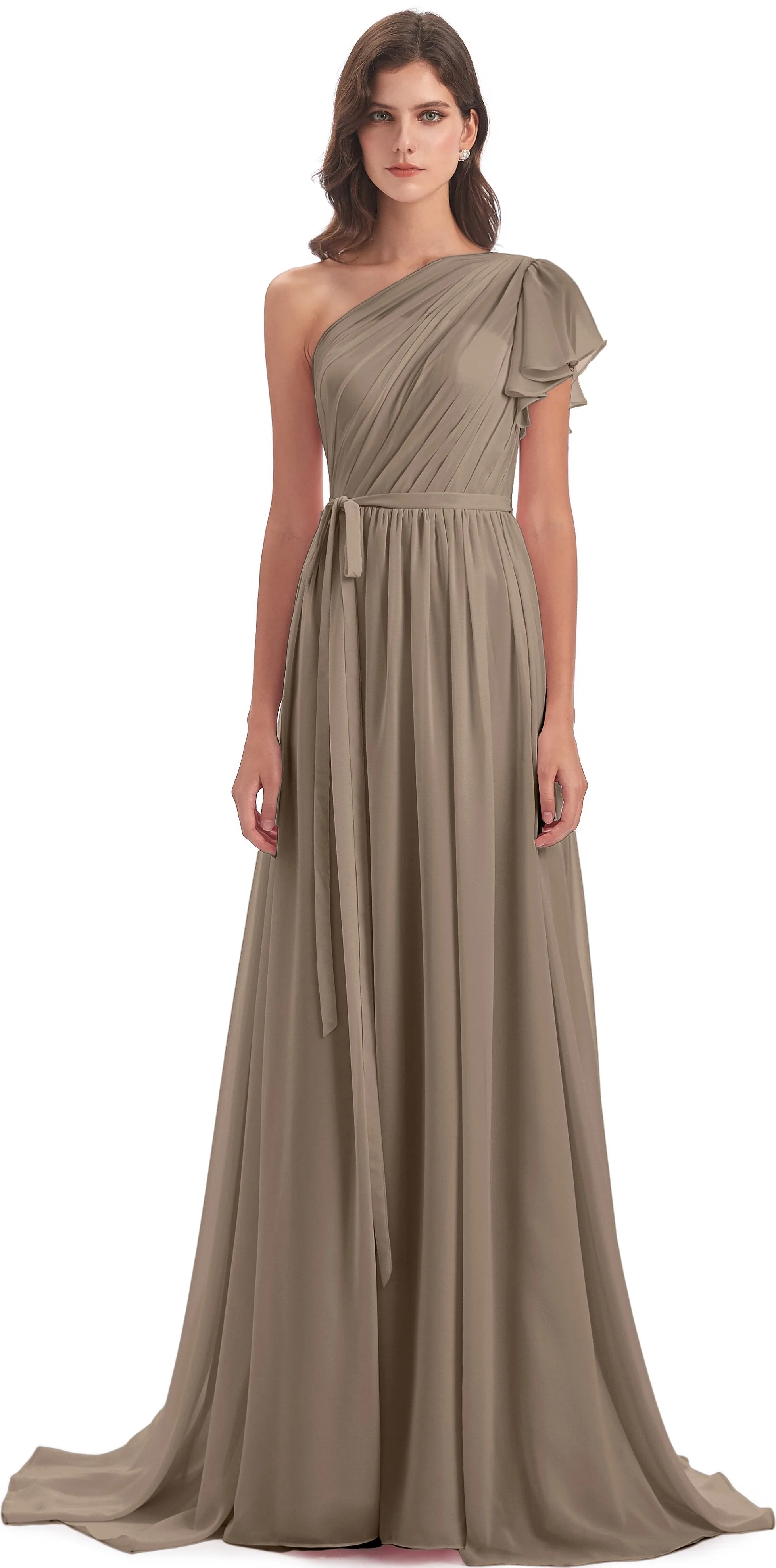 Gemma Vintage Sweep-Brush Train Long Mother of the Bride Dresses