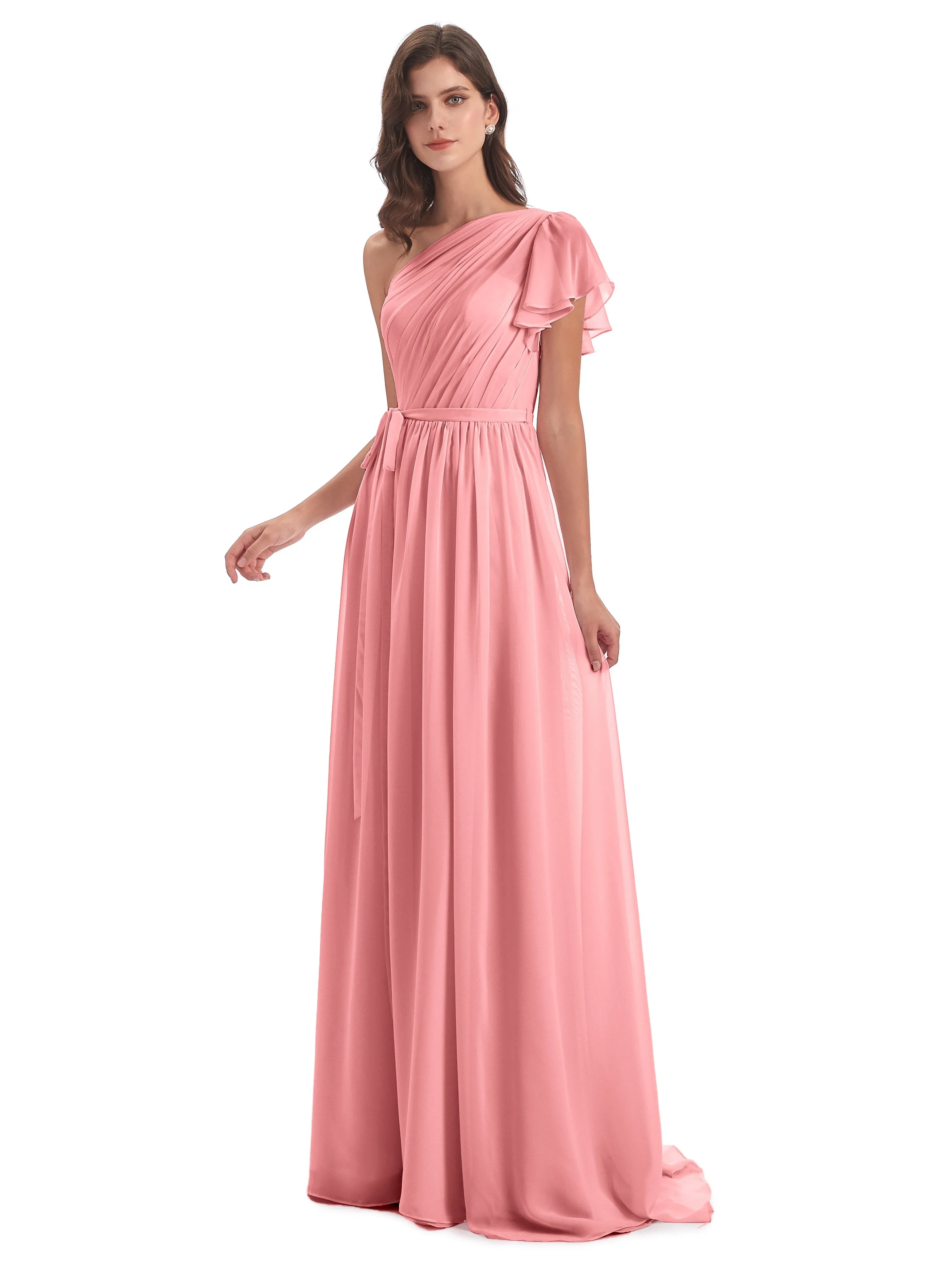 Gemma Vintage Sweep-Brush Train Long Mother of the Bride Dresses