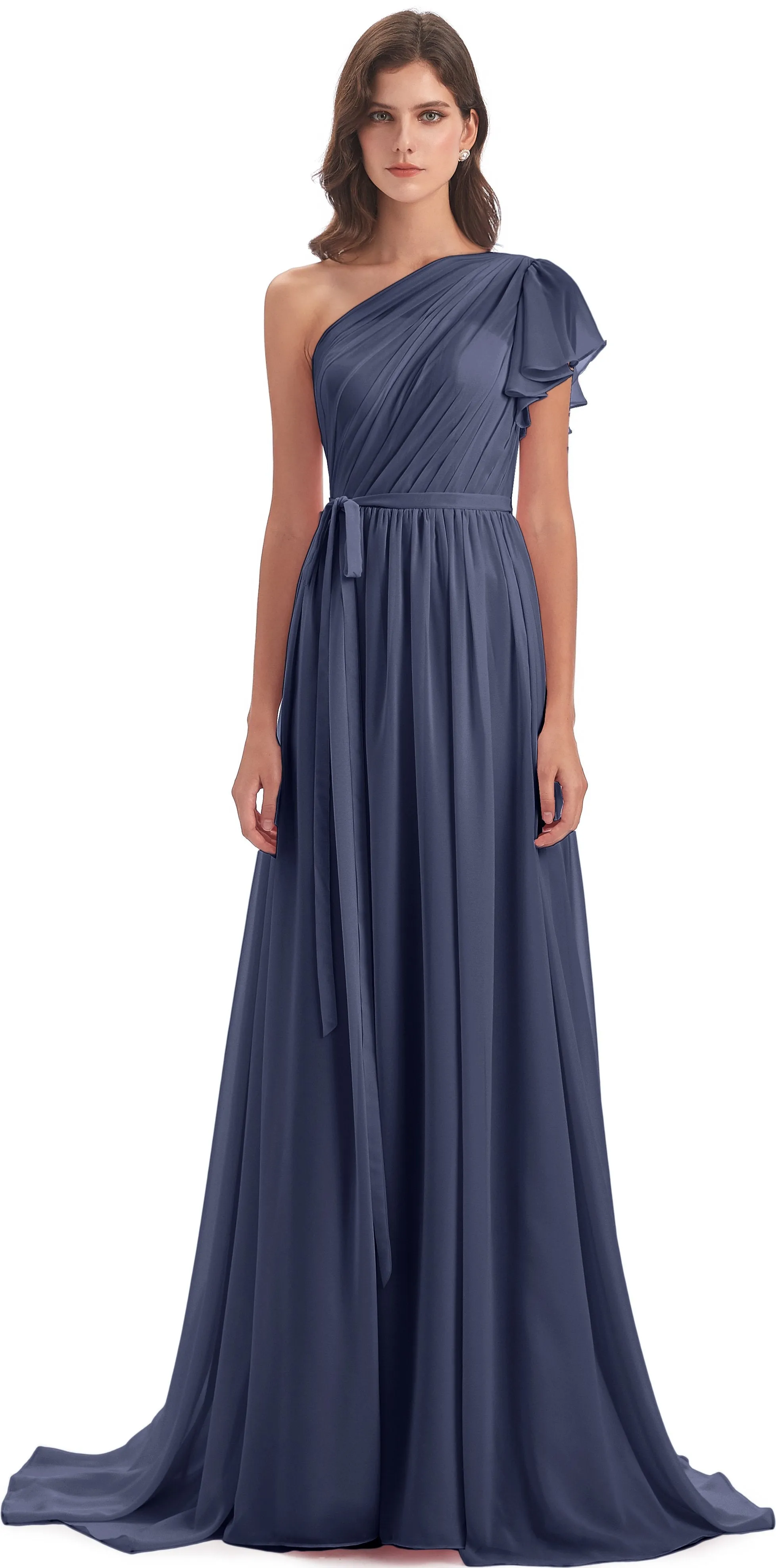 Gemma Vintage Sweep-Brush Train Long Mother of the Bride Dresses