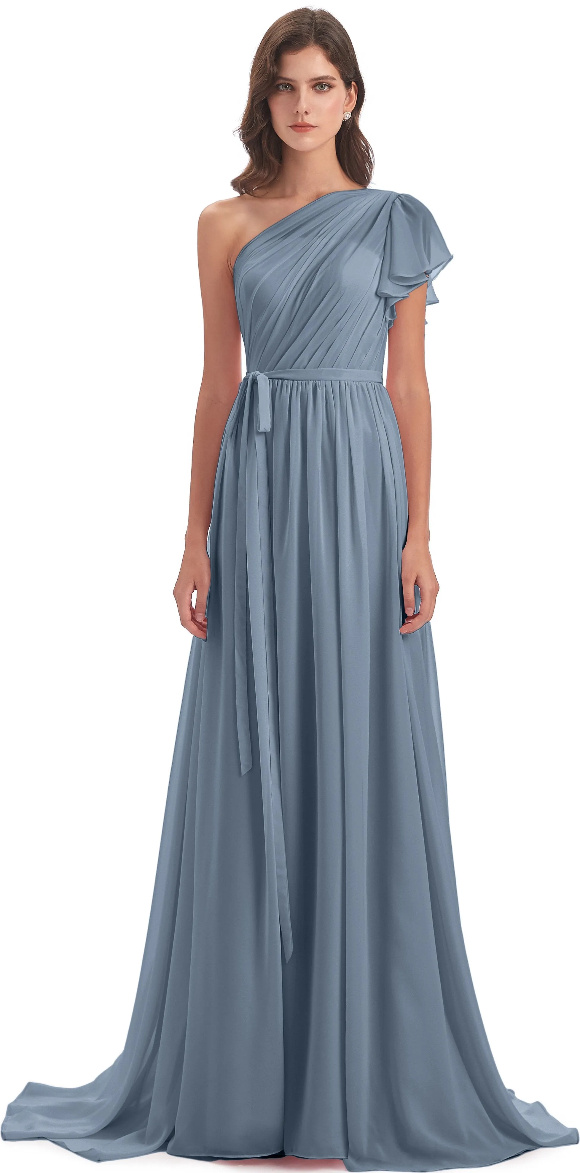Gemma Vintage Sweep-Brush Train Long Mother of the Bride Dresses