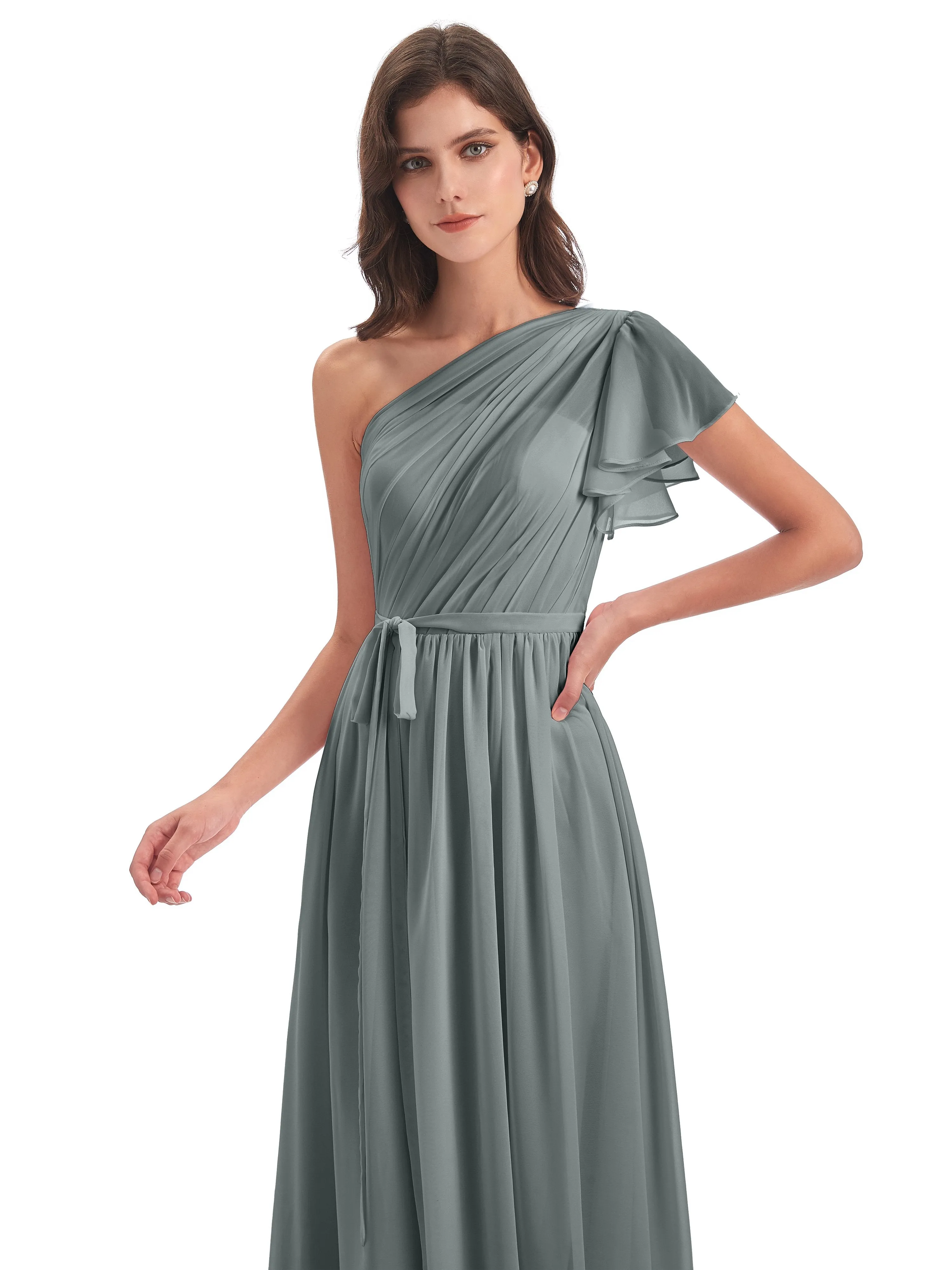 Gemma Vintage Sweep-Brush Train Long Mother of the Bride Dresses