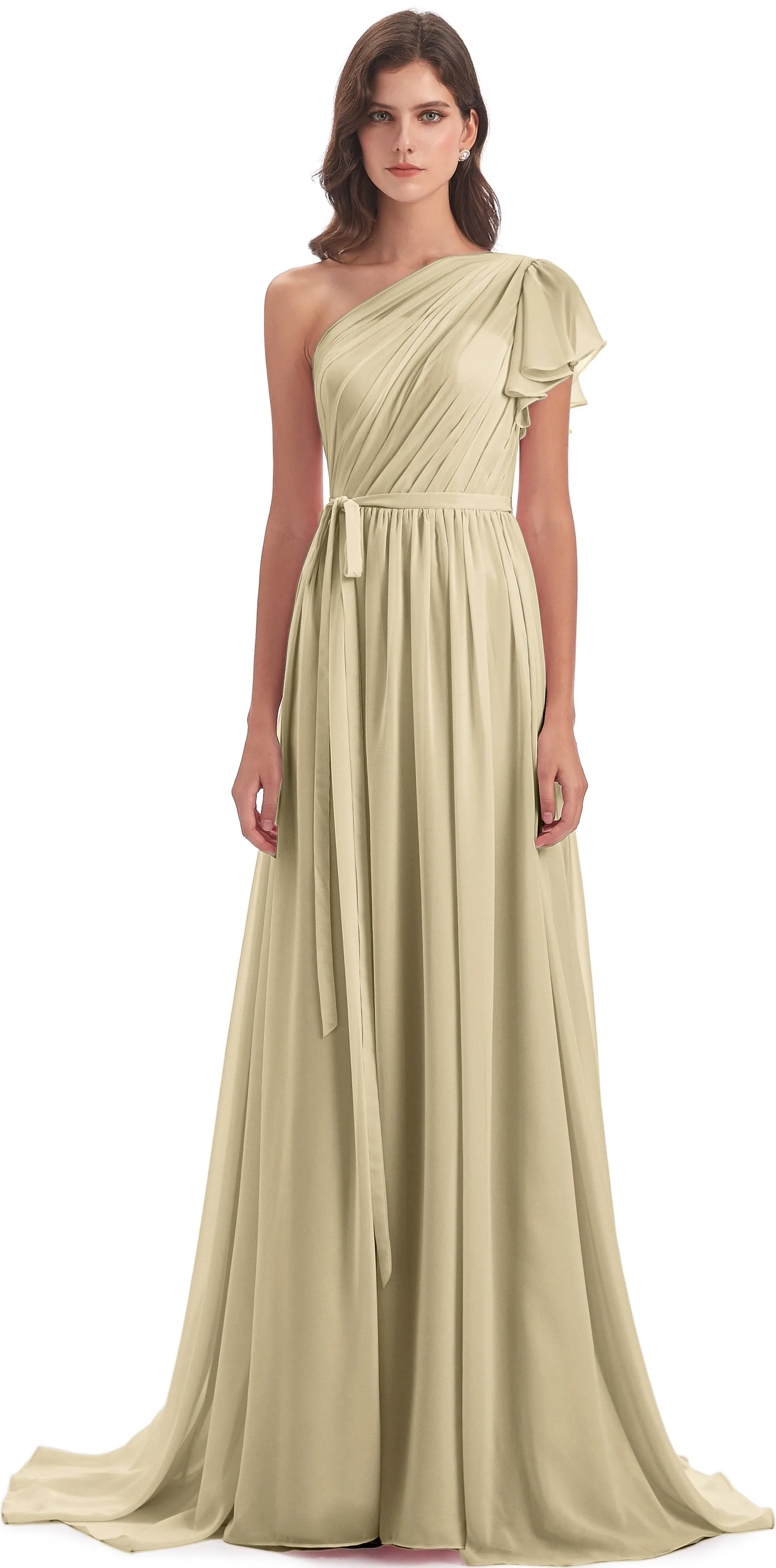 Gemma Vintage Sweep-Brush Train Long Mother of the Bride Dresses