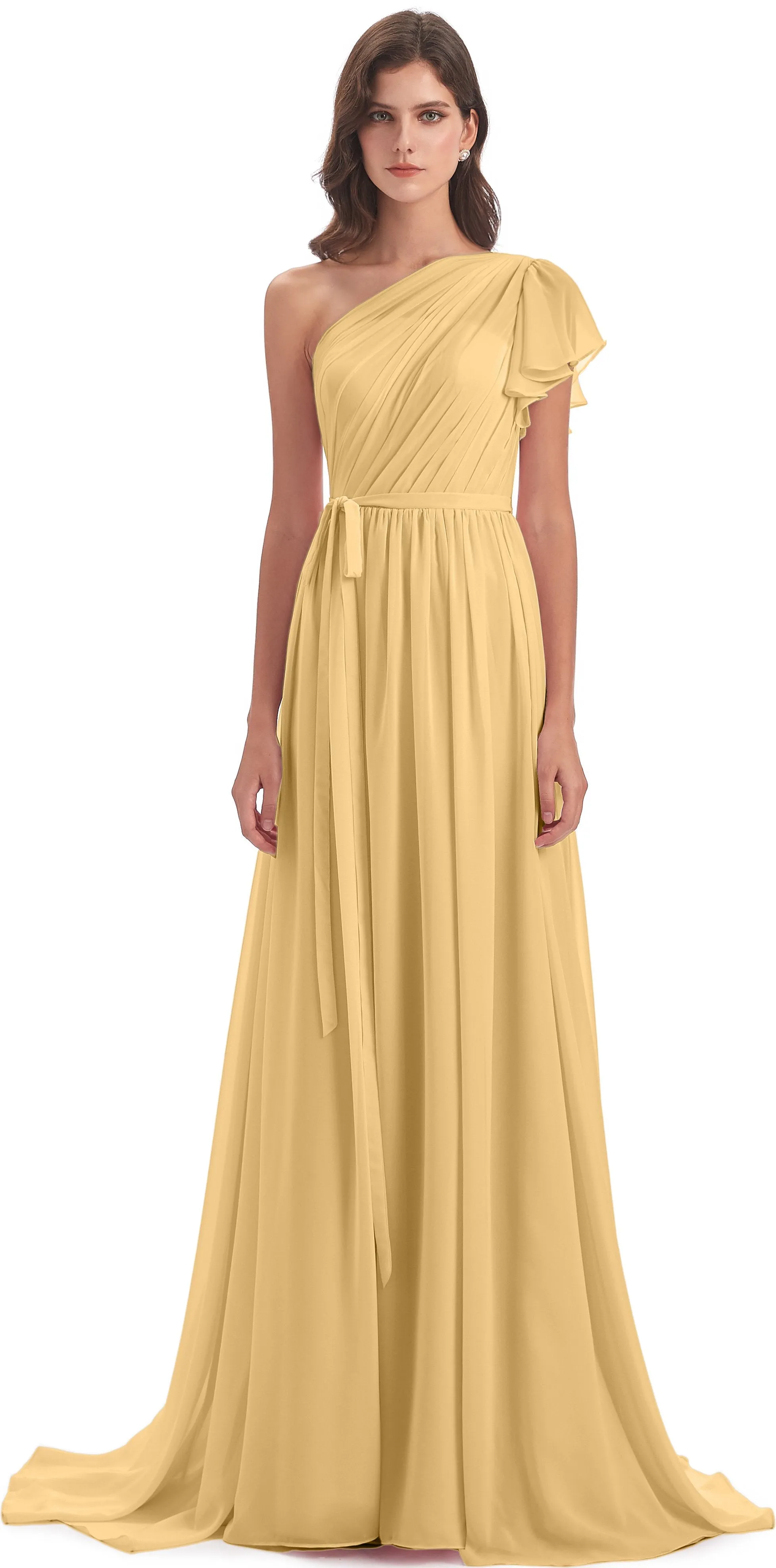 Gemma Vintage Sweep-Brush Train Long Mother of the Bride Dresses