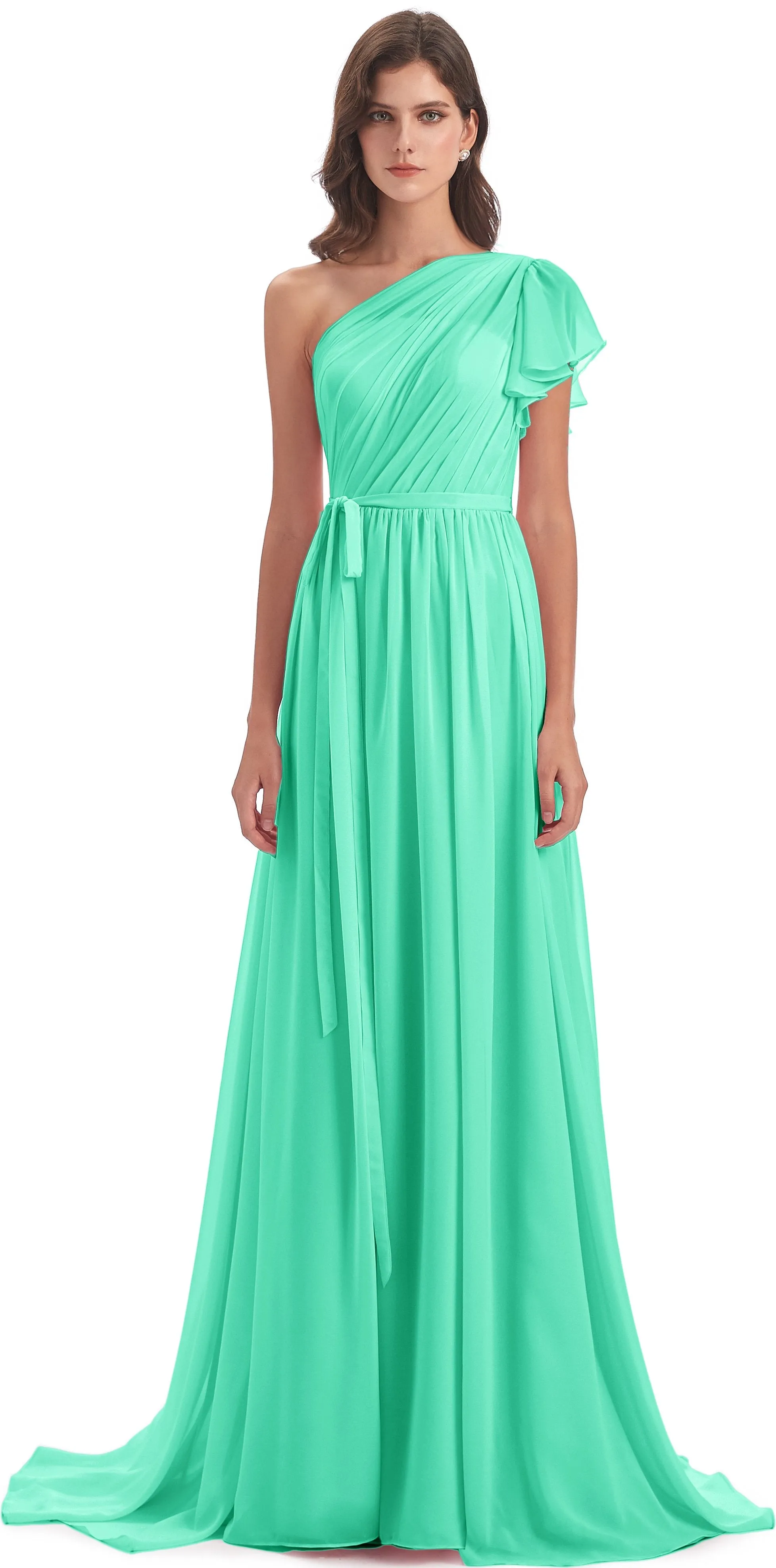 Gemma Vintage Sweep-Brush Train Long Mother of the Bride Dresses