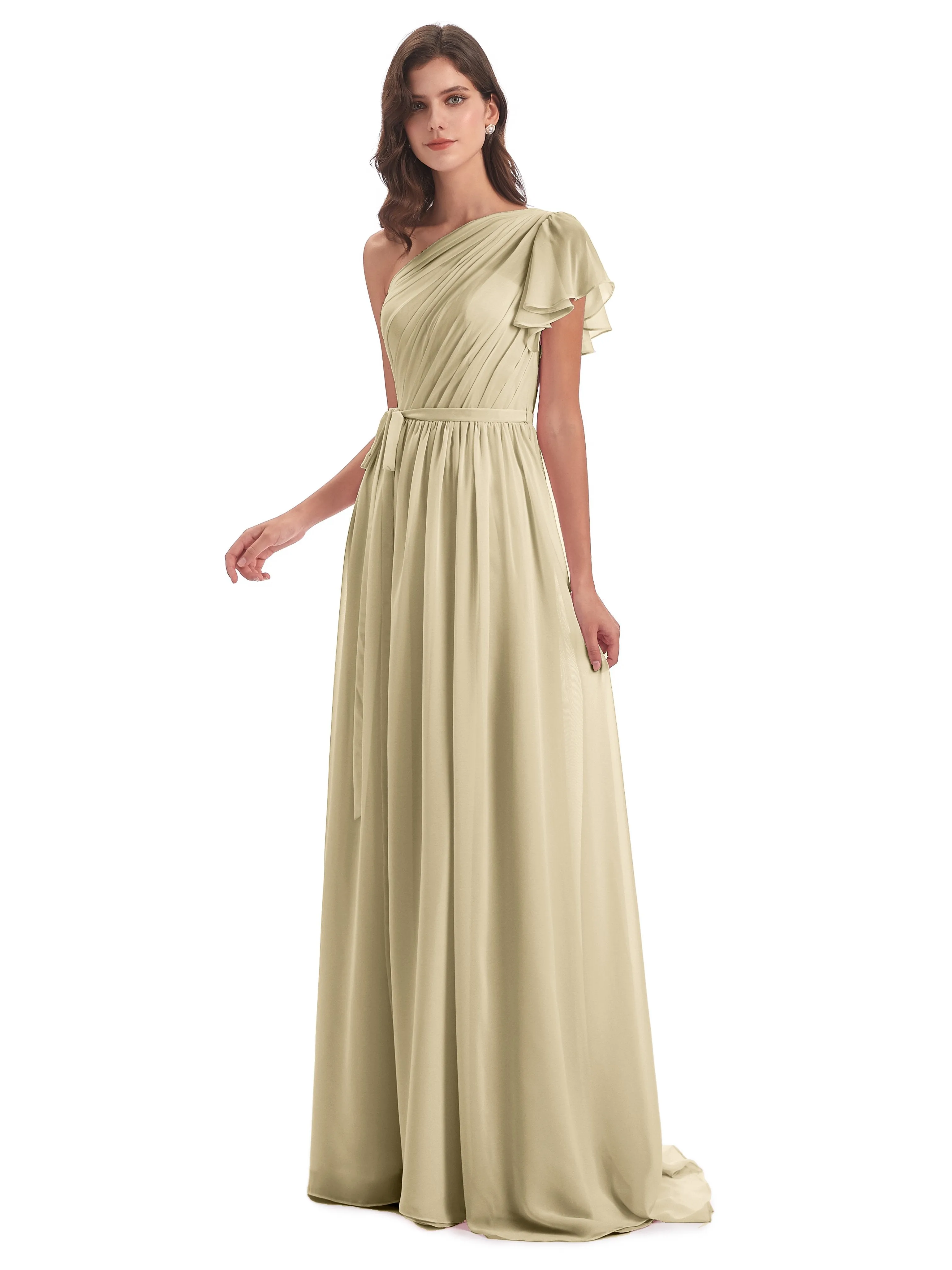 Gemma Vintage Sweep-Brush Train Long Mother of the Bride Dresses