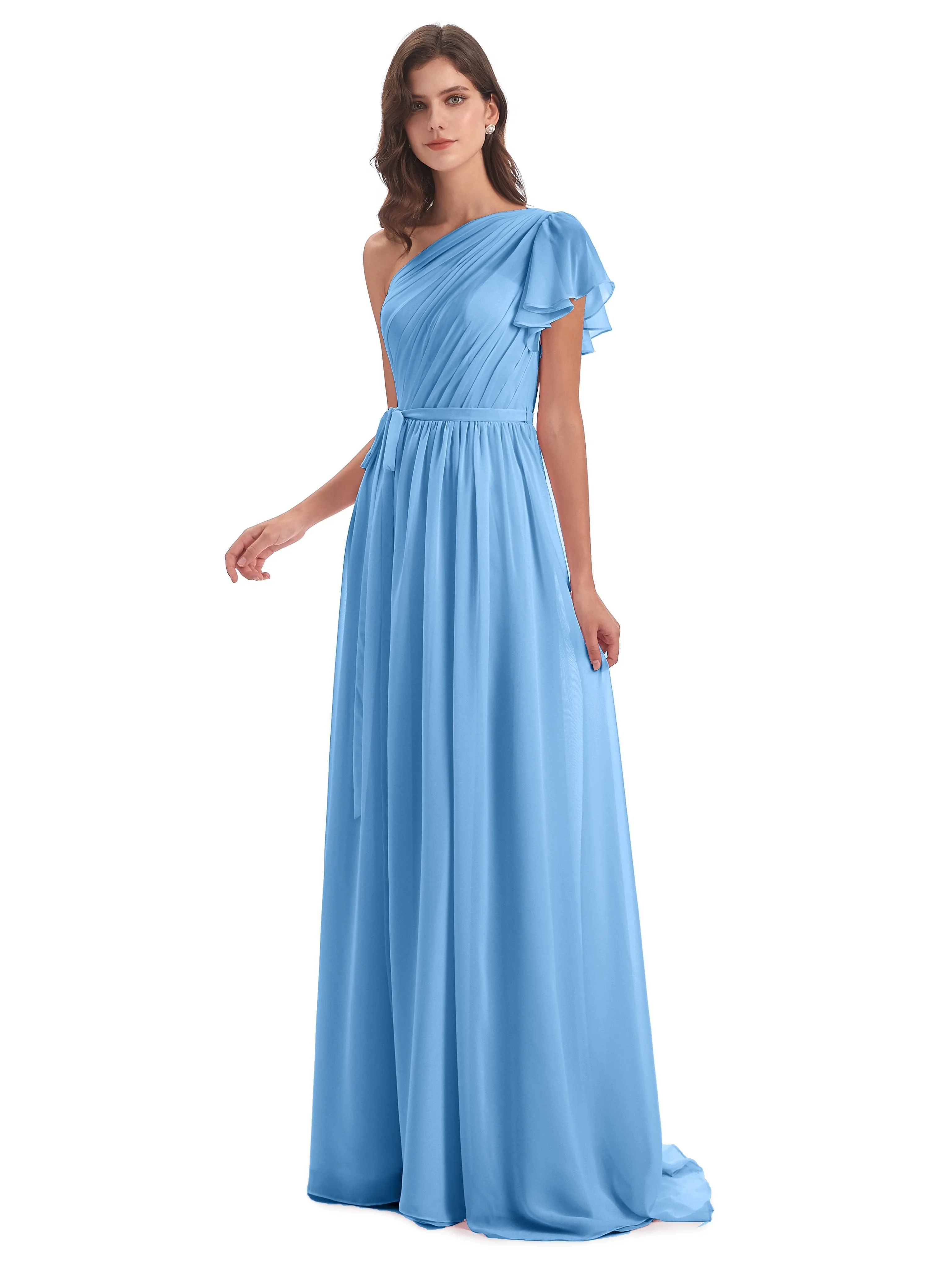 Gemma Vintage Sweep-Brush Train Long Mother of the Bride Dresses