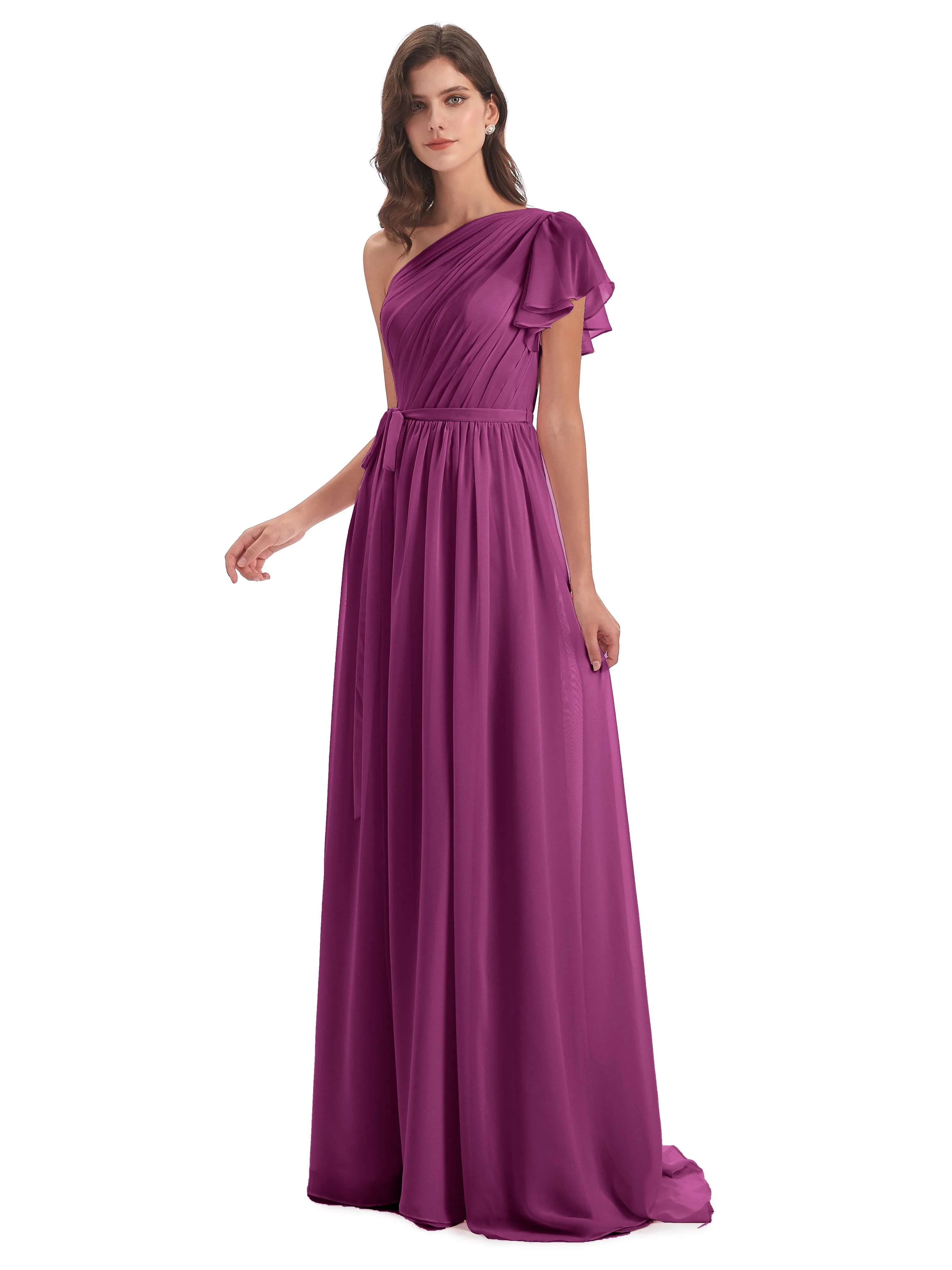 Gemma Vintage Sweep-Brush Train Long Mother of the Bride Dresses