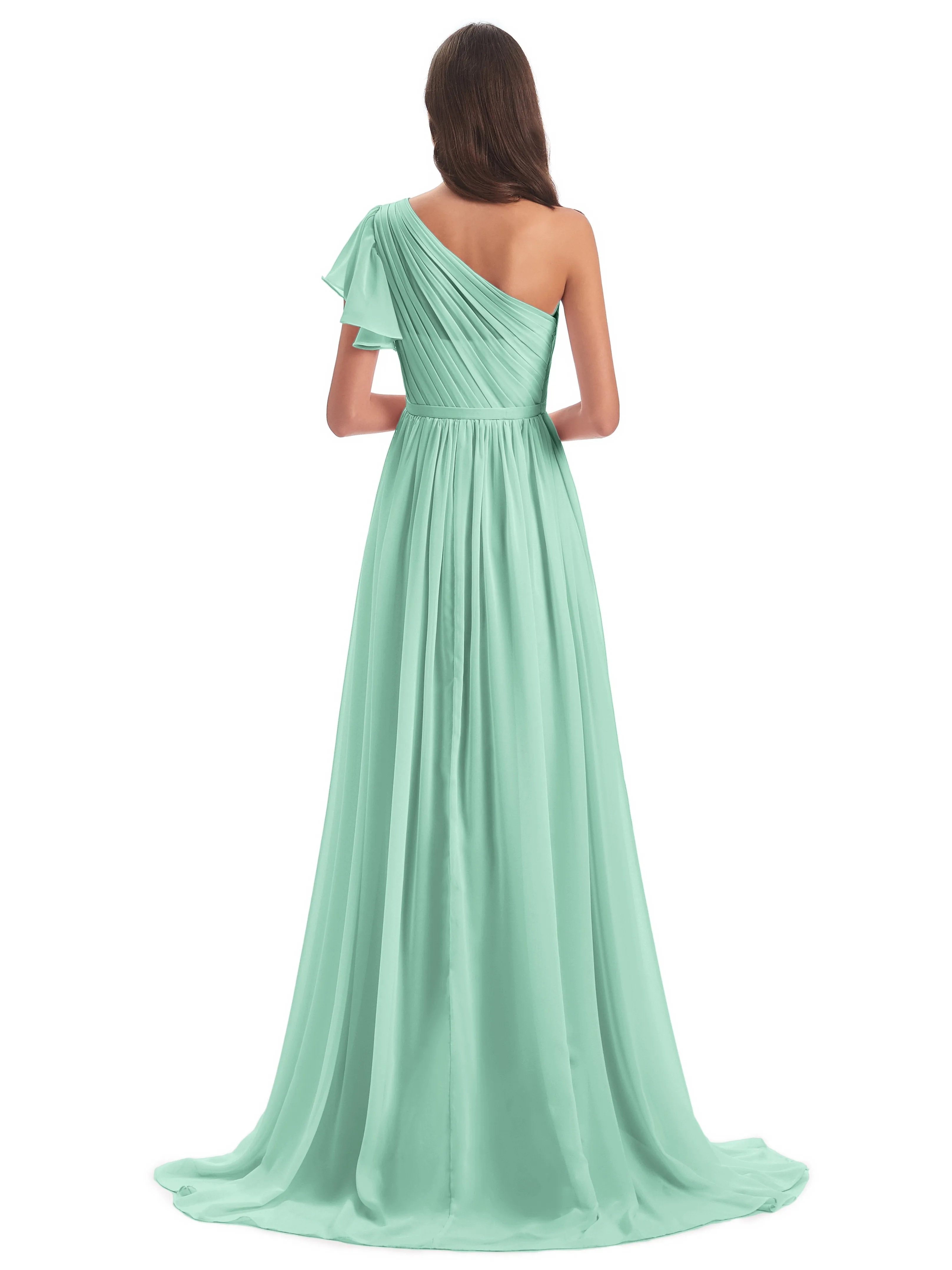 Gemma Vintage Sweep-Brush Train Long Mother of the Bride Dresses