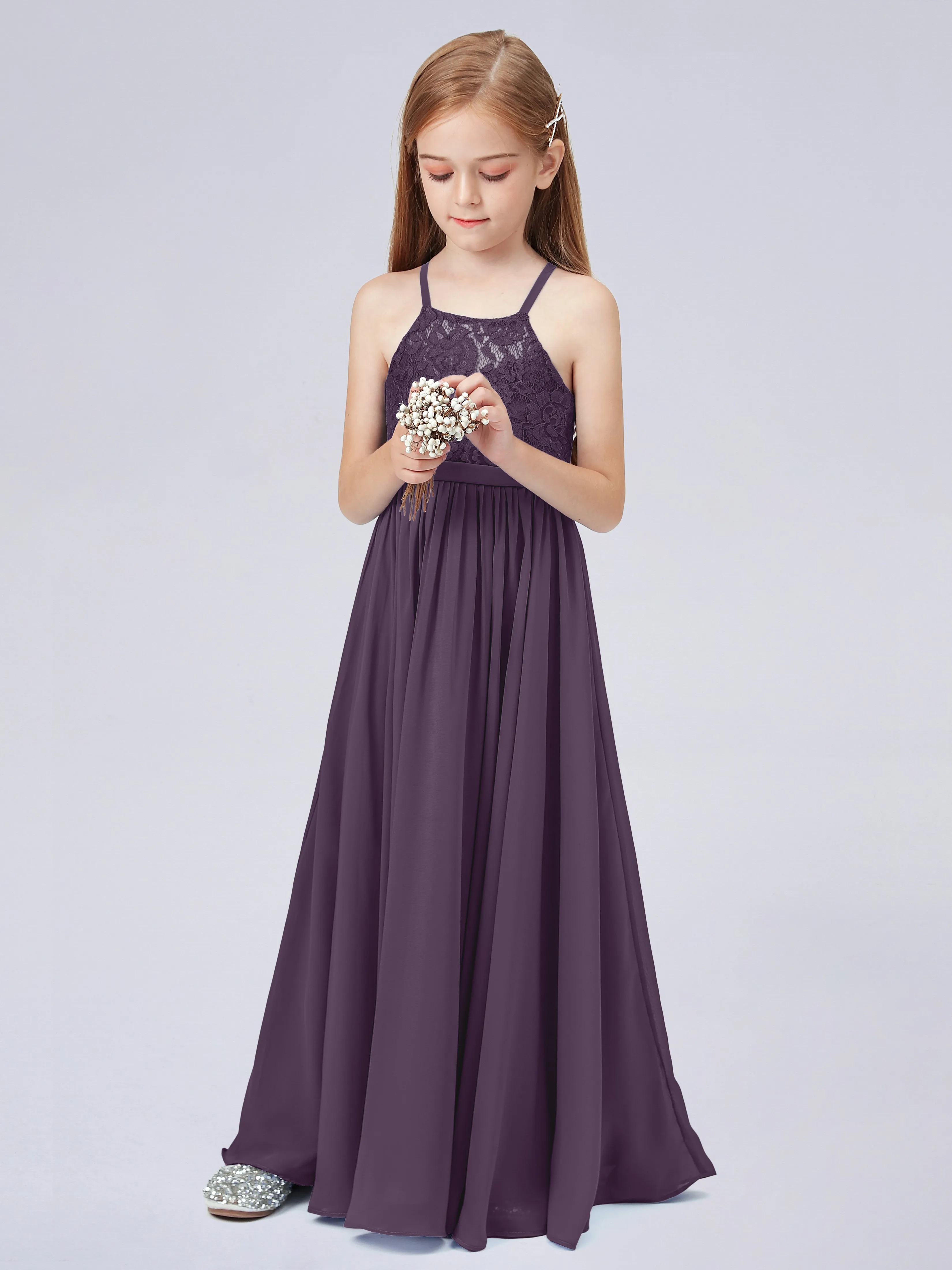 Halter Lace Junior Bridesmaid Dress