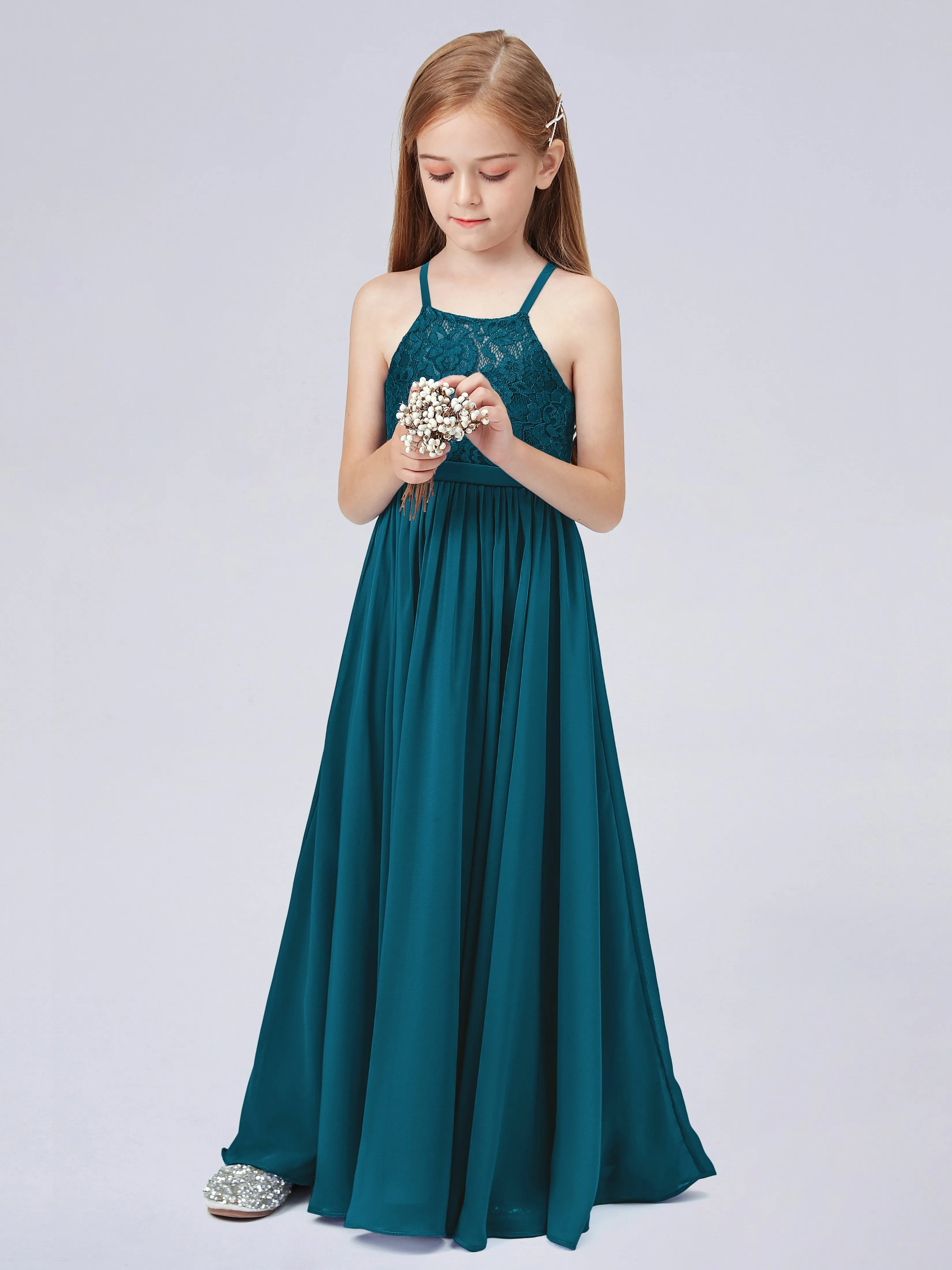 Halter Lace Junior Bridesmaid Dress