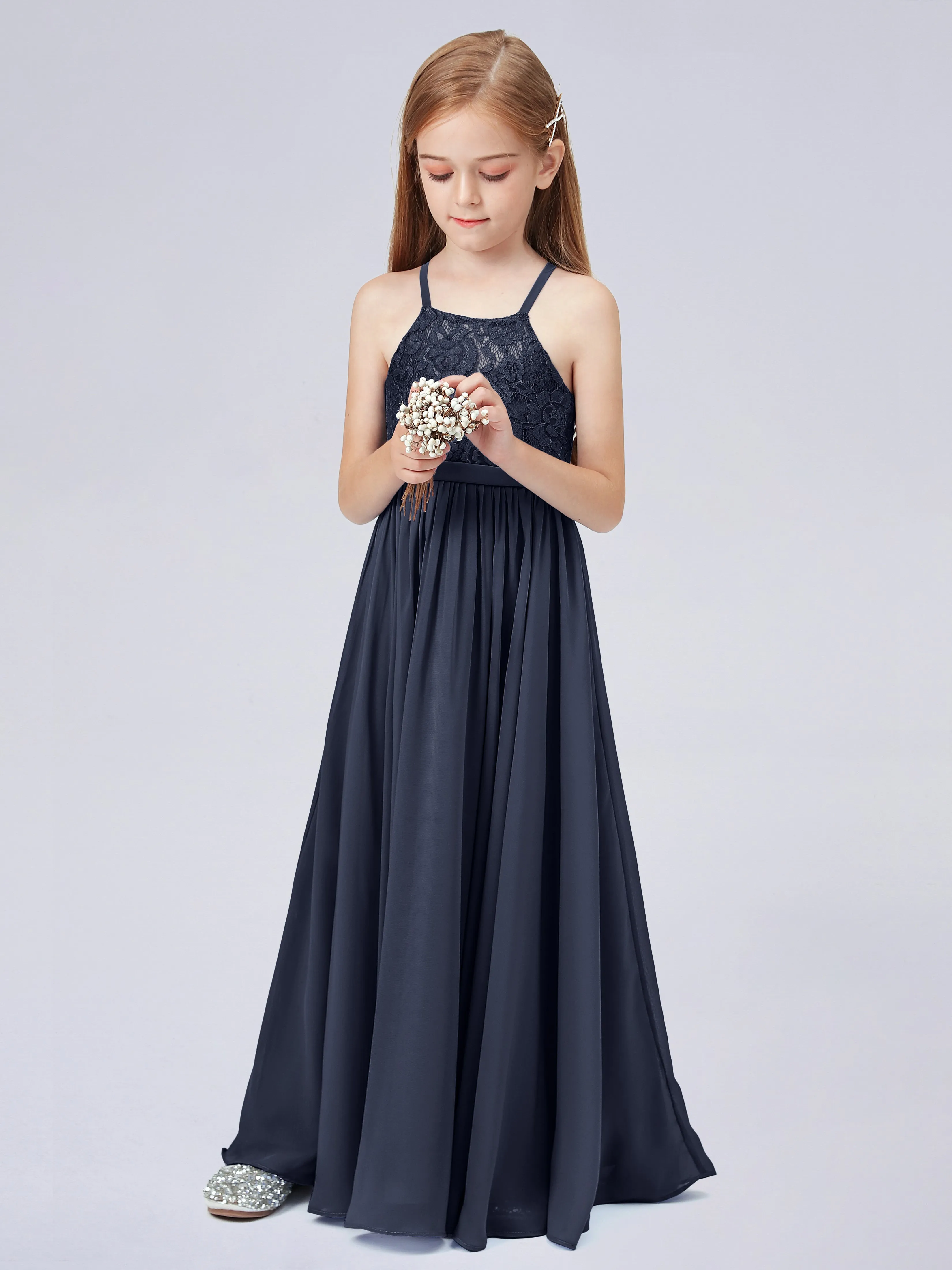 Halter Lace Junior Bridesmaid Dress