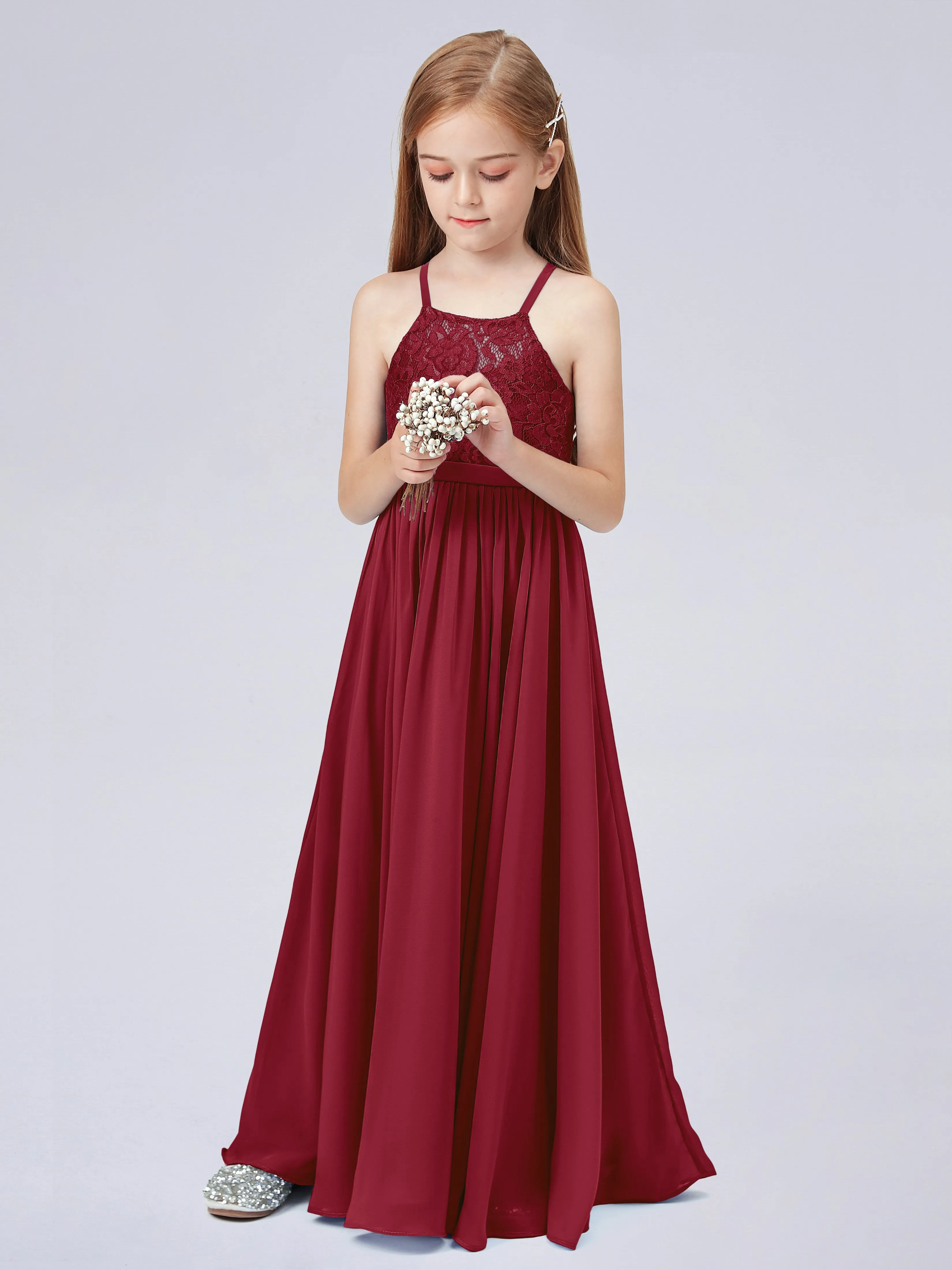 Halter Lace Junior Bridesmaid Dress