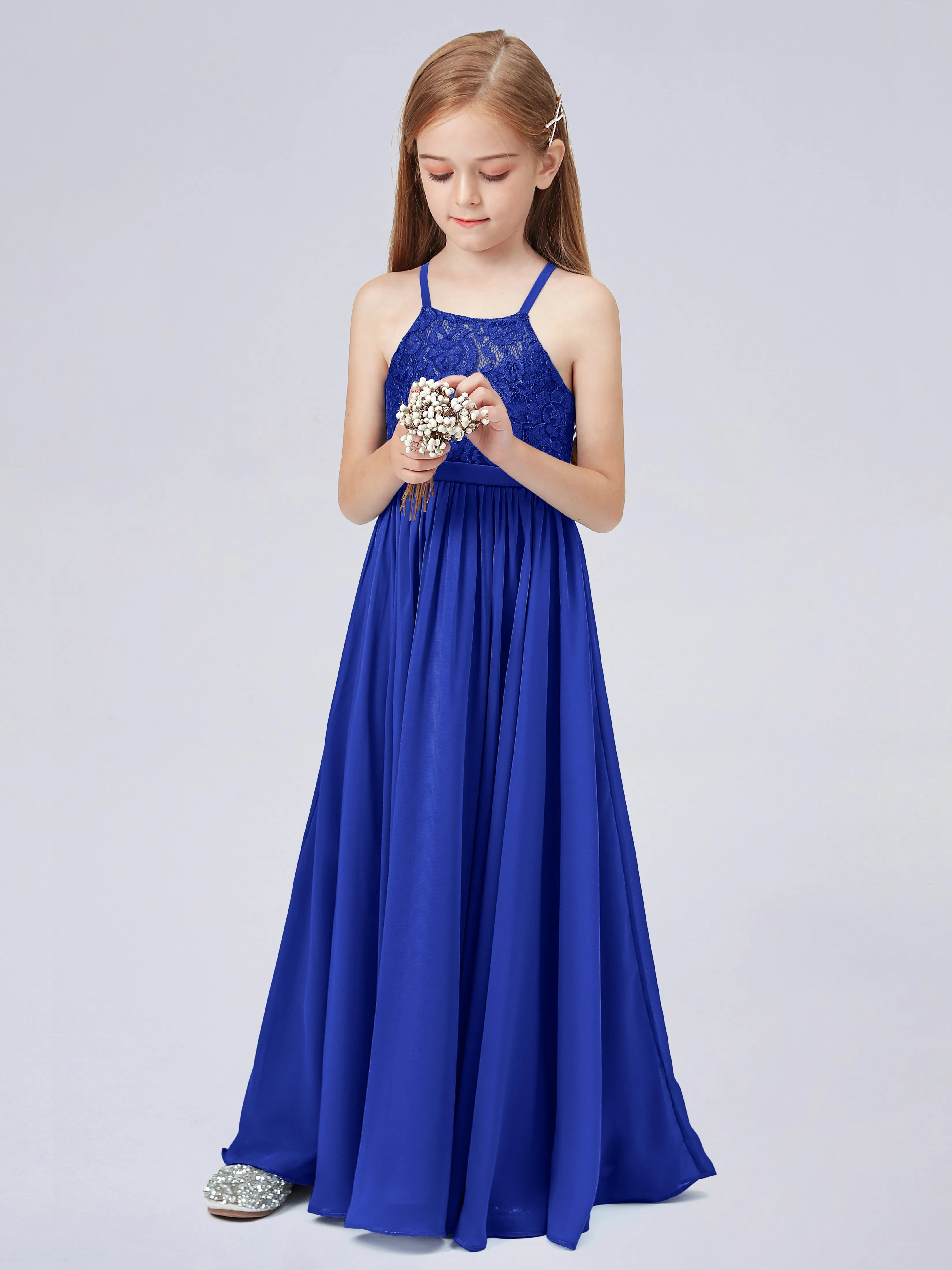 Halter Lace Junior Bridesmaid Dress