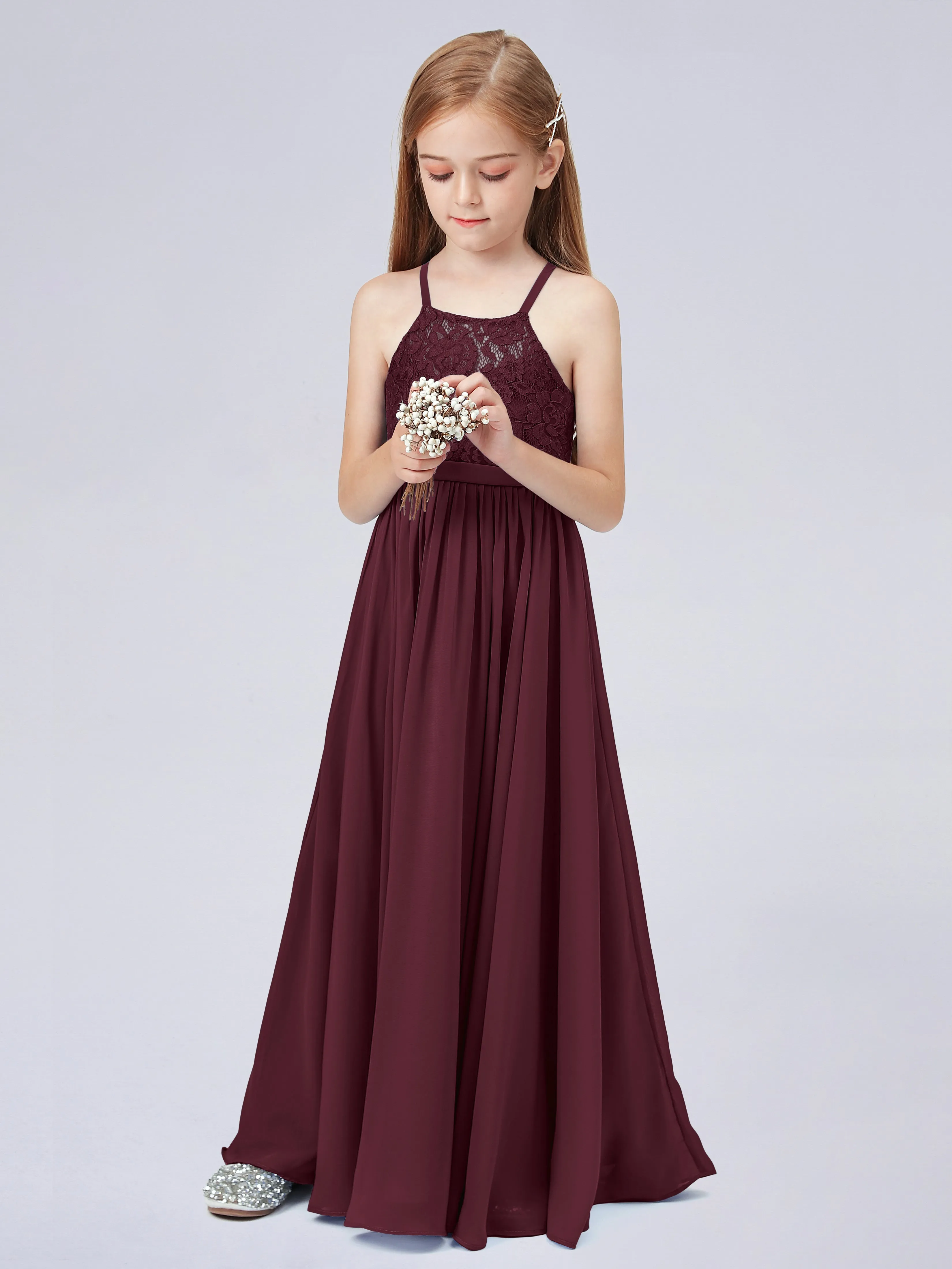 Halter Lace Junior Bridesmaid Dress