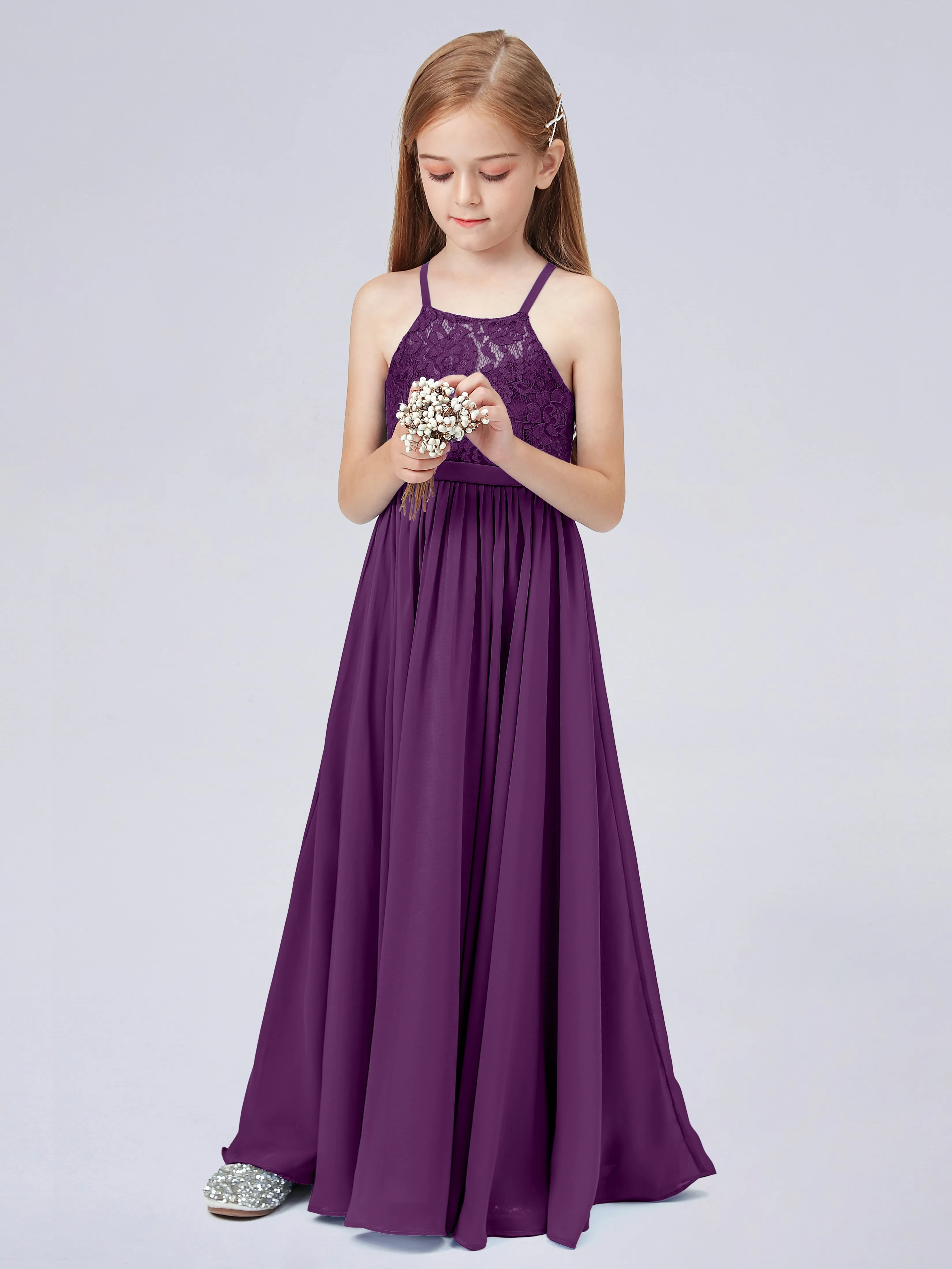 Halter Lace Junior Bridesmaid Dress