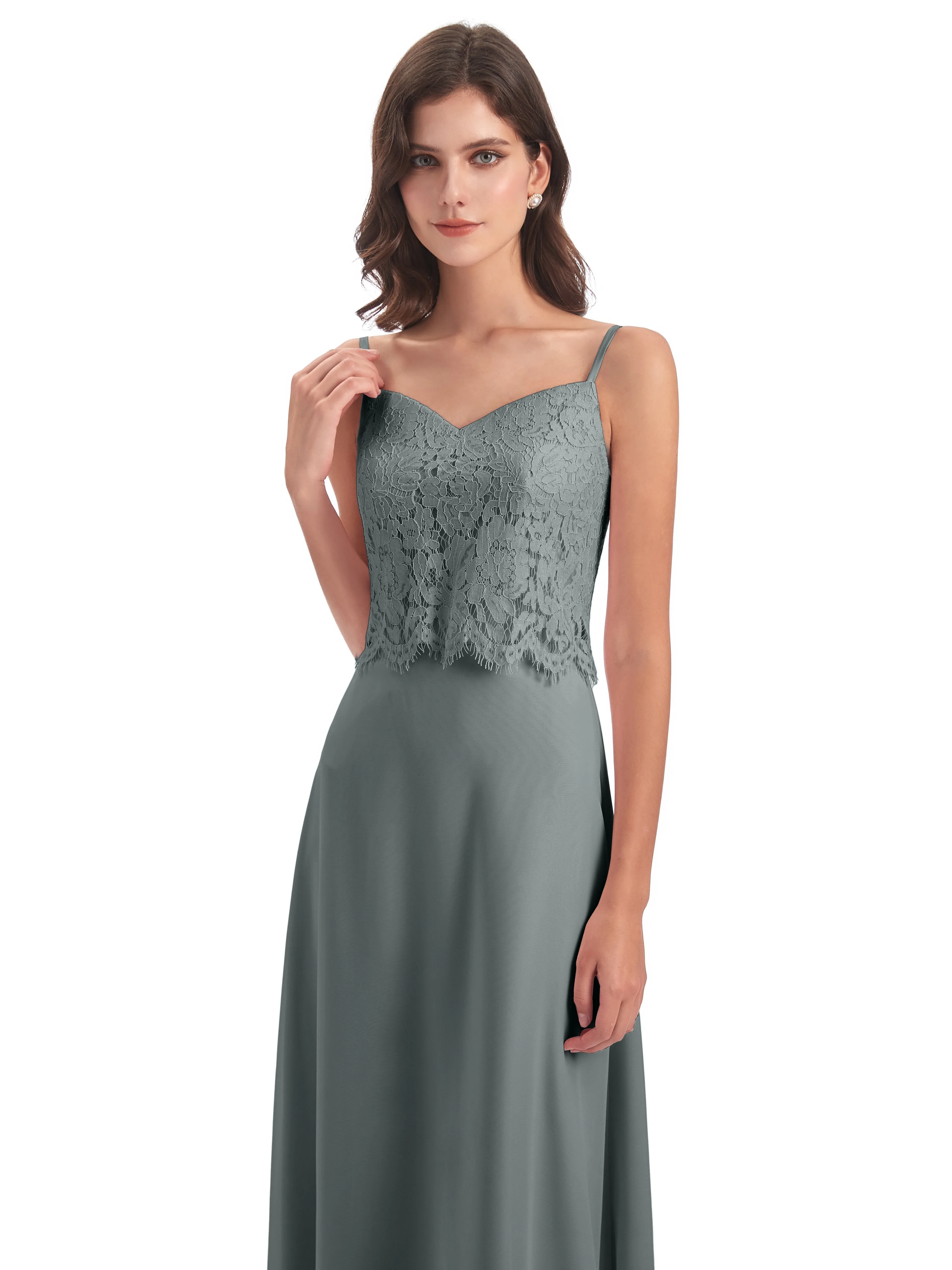 Jessica Elegant Spaghetti Straps Long Bridesmaid Dresses