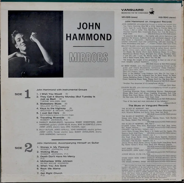 John Hammond* - Mirrors (LP, Album, Mono) (VG)