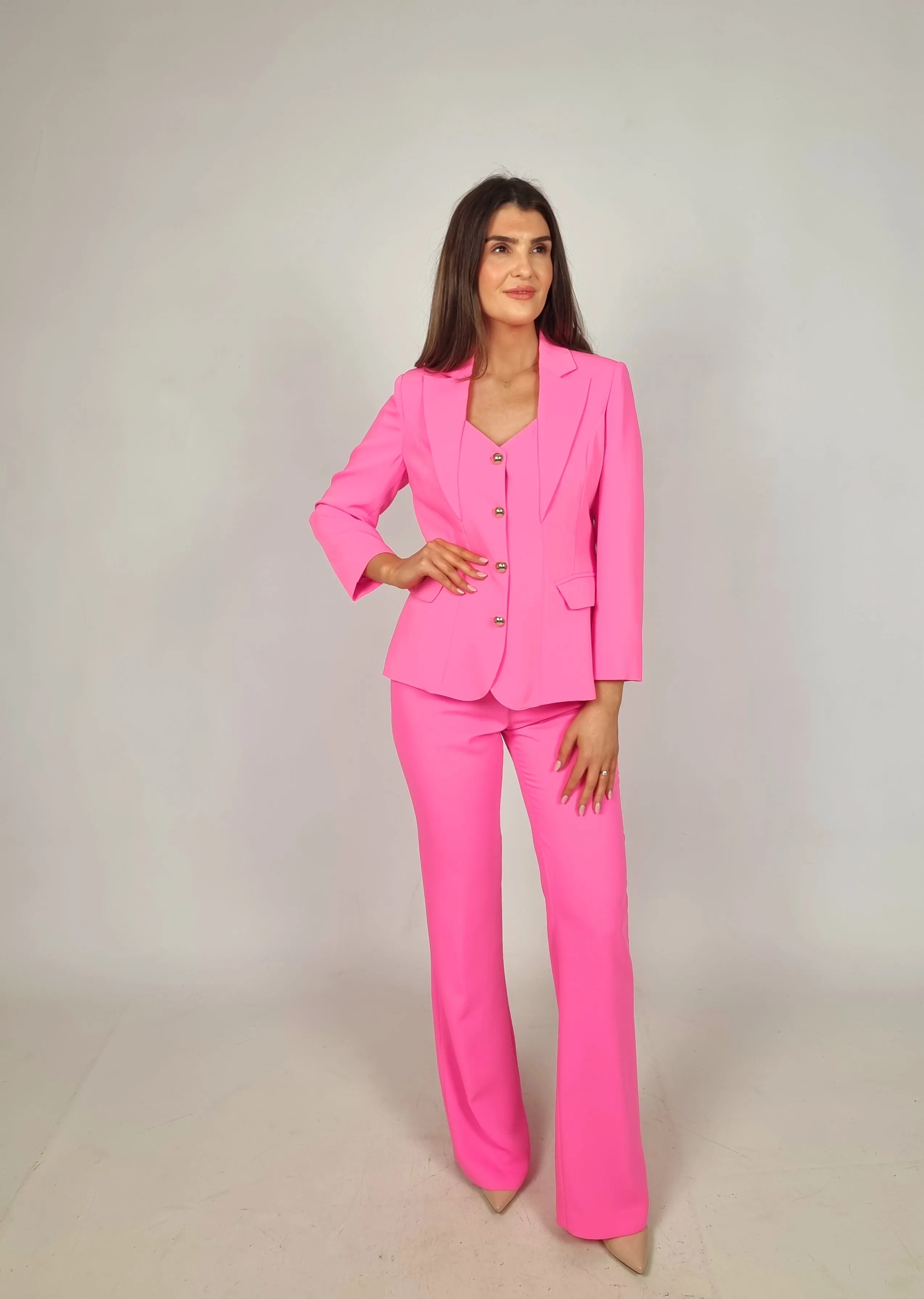 Laura Bernal Shocking Pink Two Piece Trouser Combination