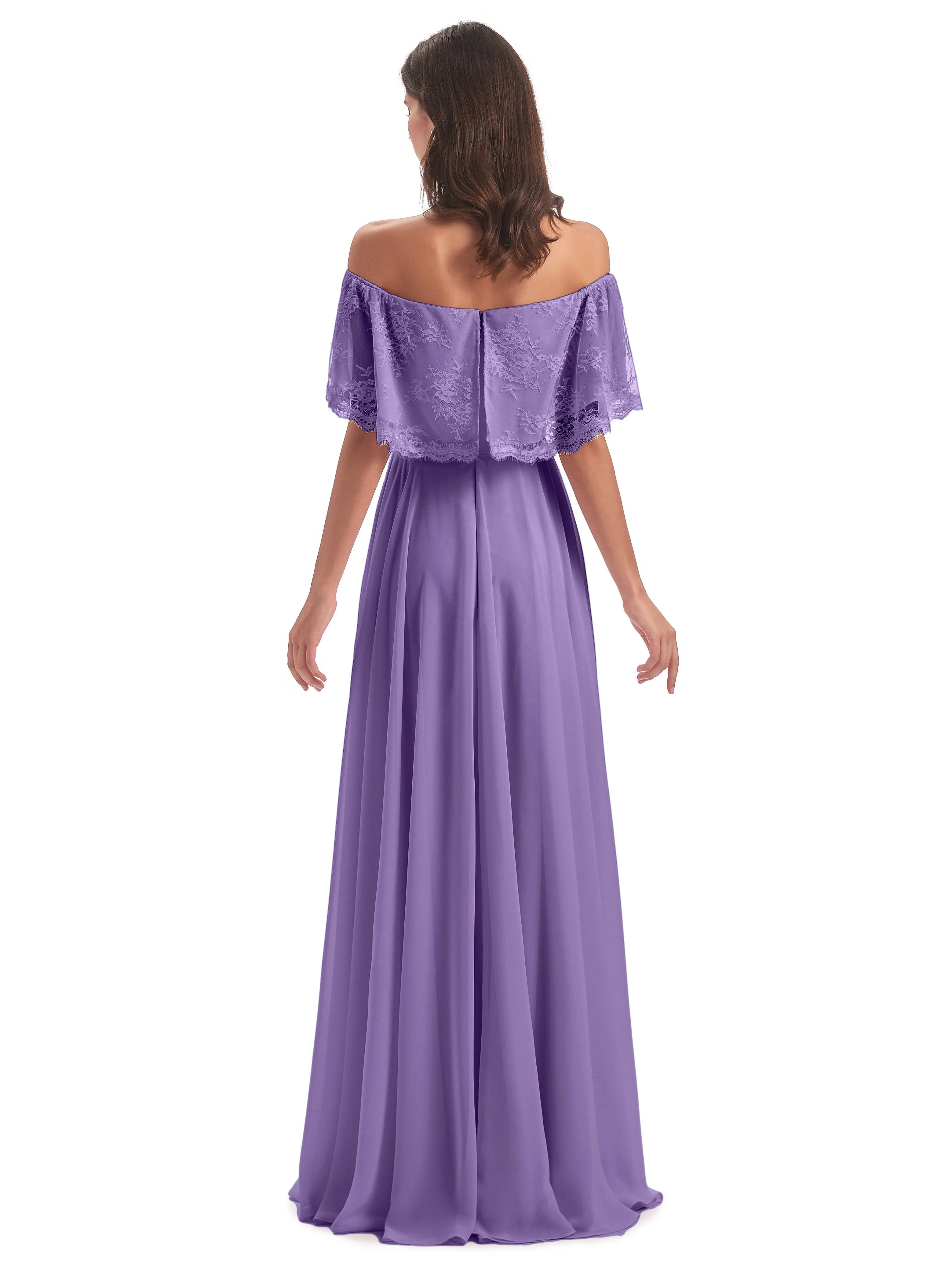 Layla Off The Shoulder Long Fashion Lace/Chiffon Bridesmaid Dresses