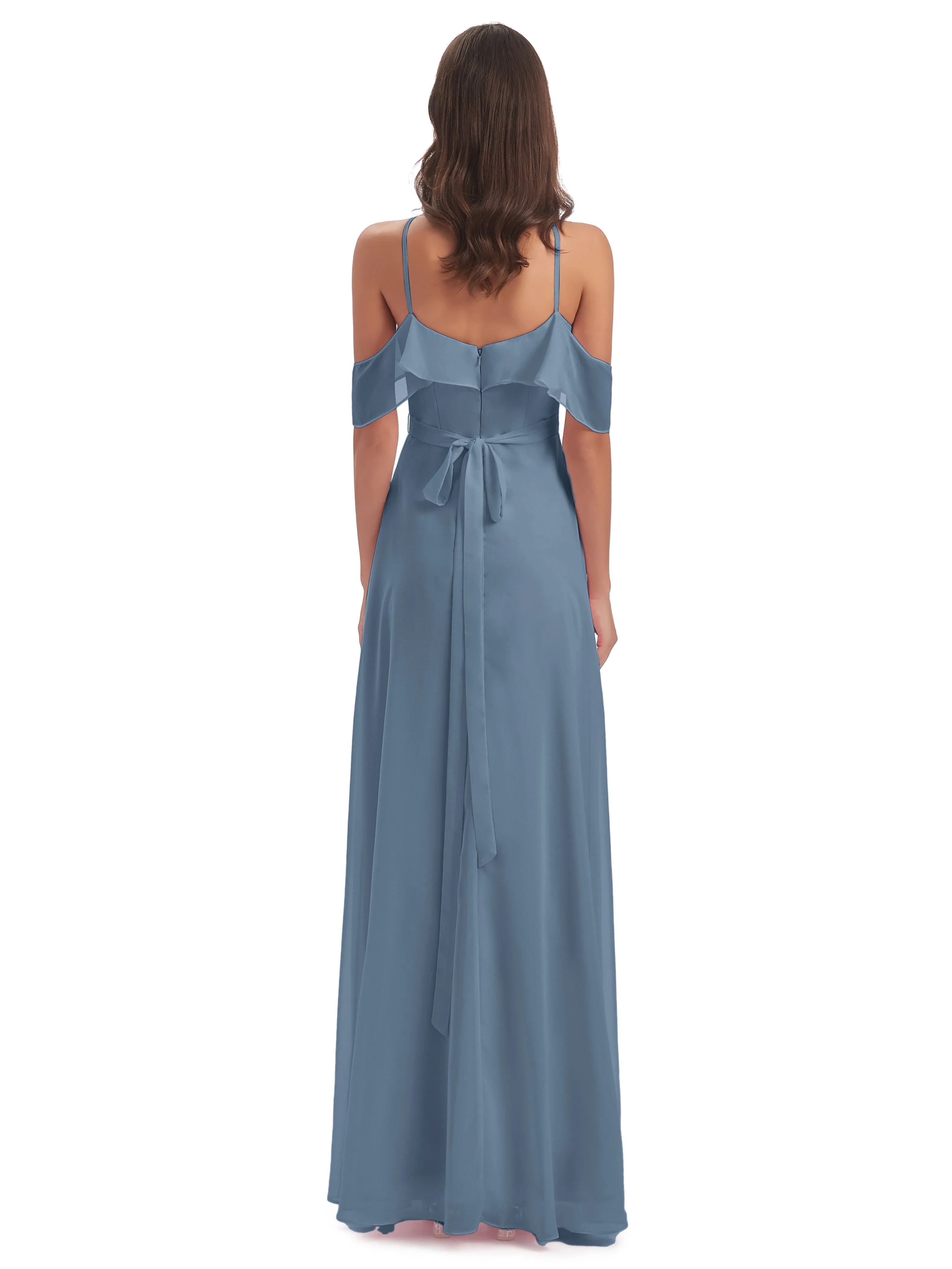 Lucy Gorgeous Off The Shoulder Long Chiffon Bridesmaid Dresses
