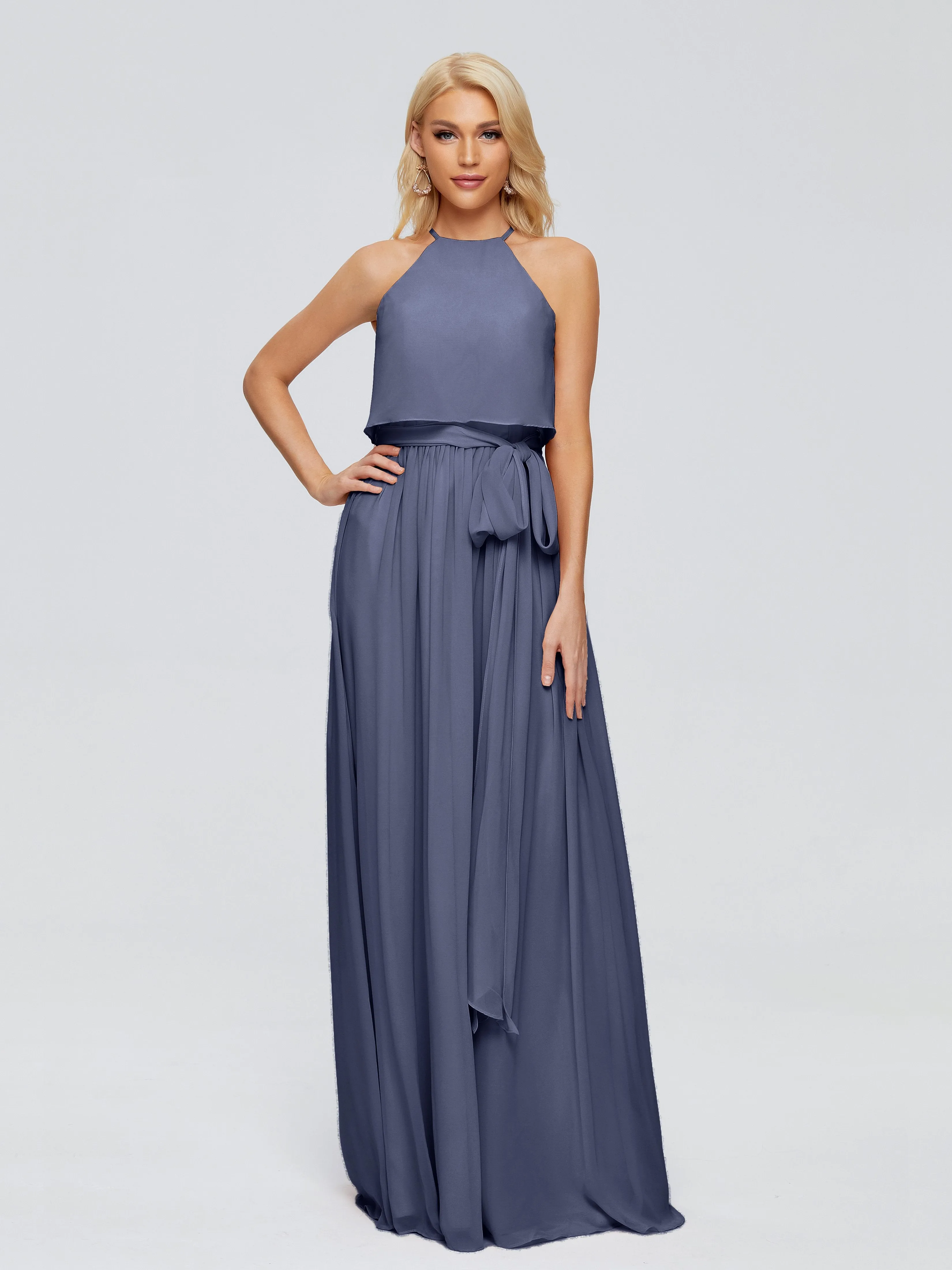 Nadey Casual Halter Chiffon Bridesmaid Dresses
