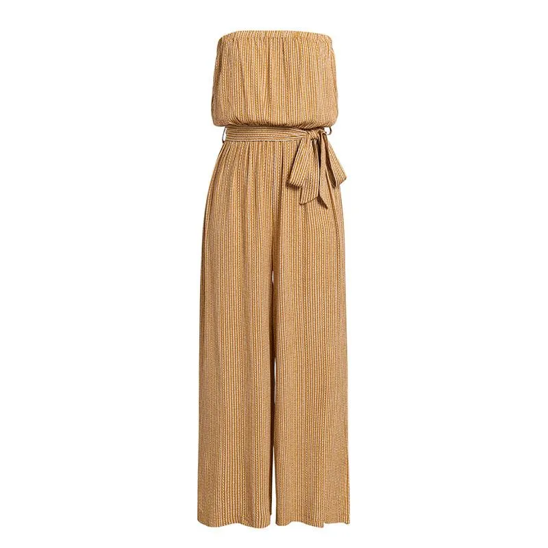 Off shoulder Jumpsuit Elegant Sashes Long Summer Rompers solid leopard print