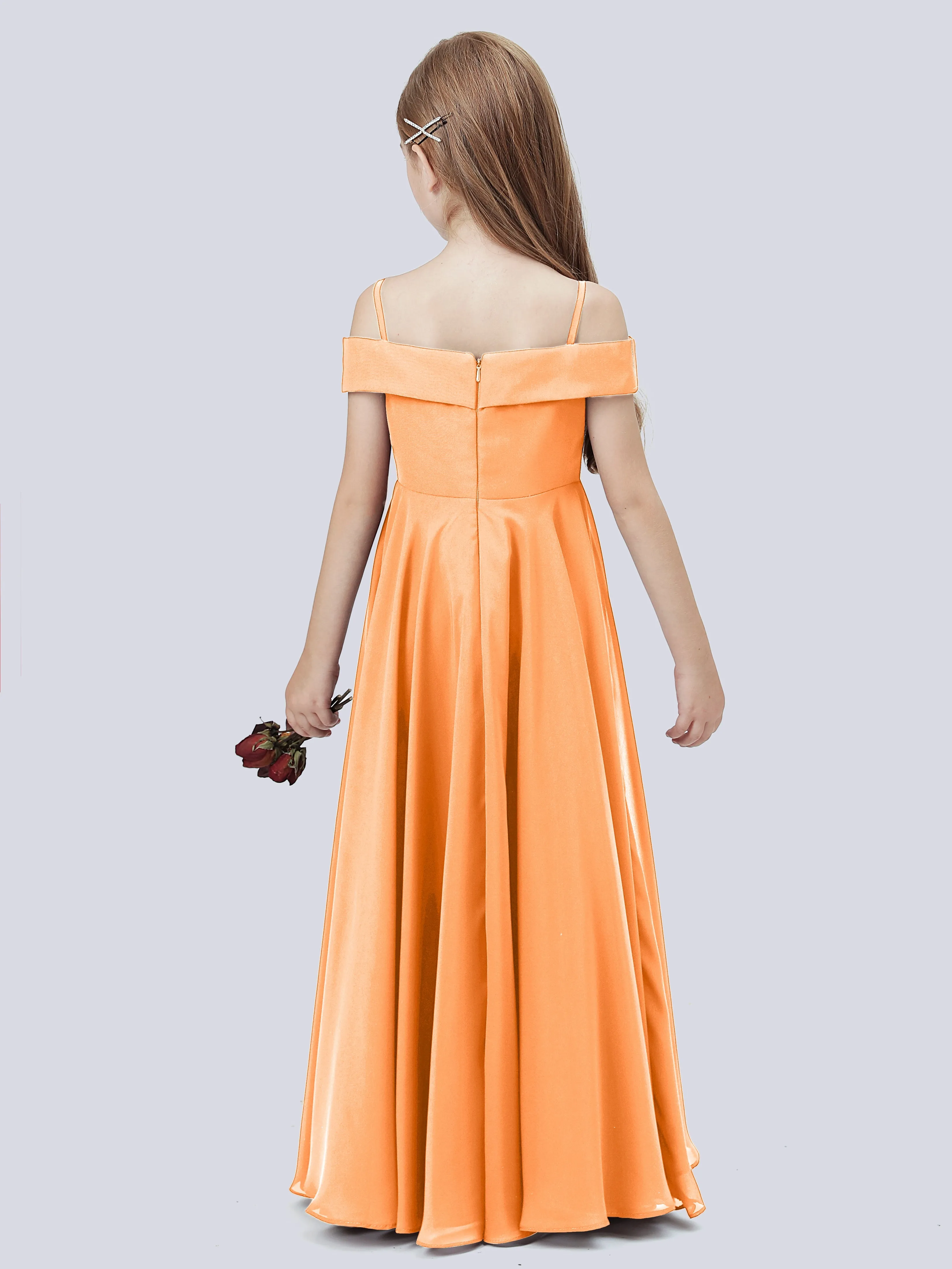 Off Shoulder Stretch Chiffon Junior Bridesmaid Dress