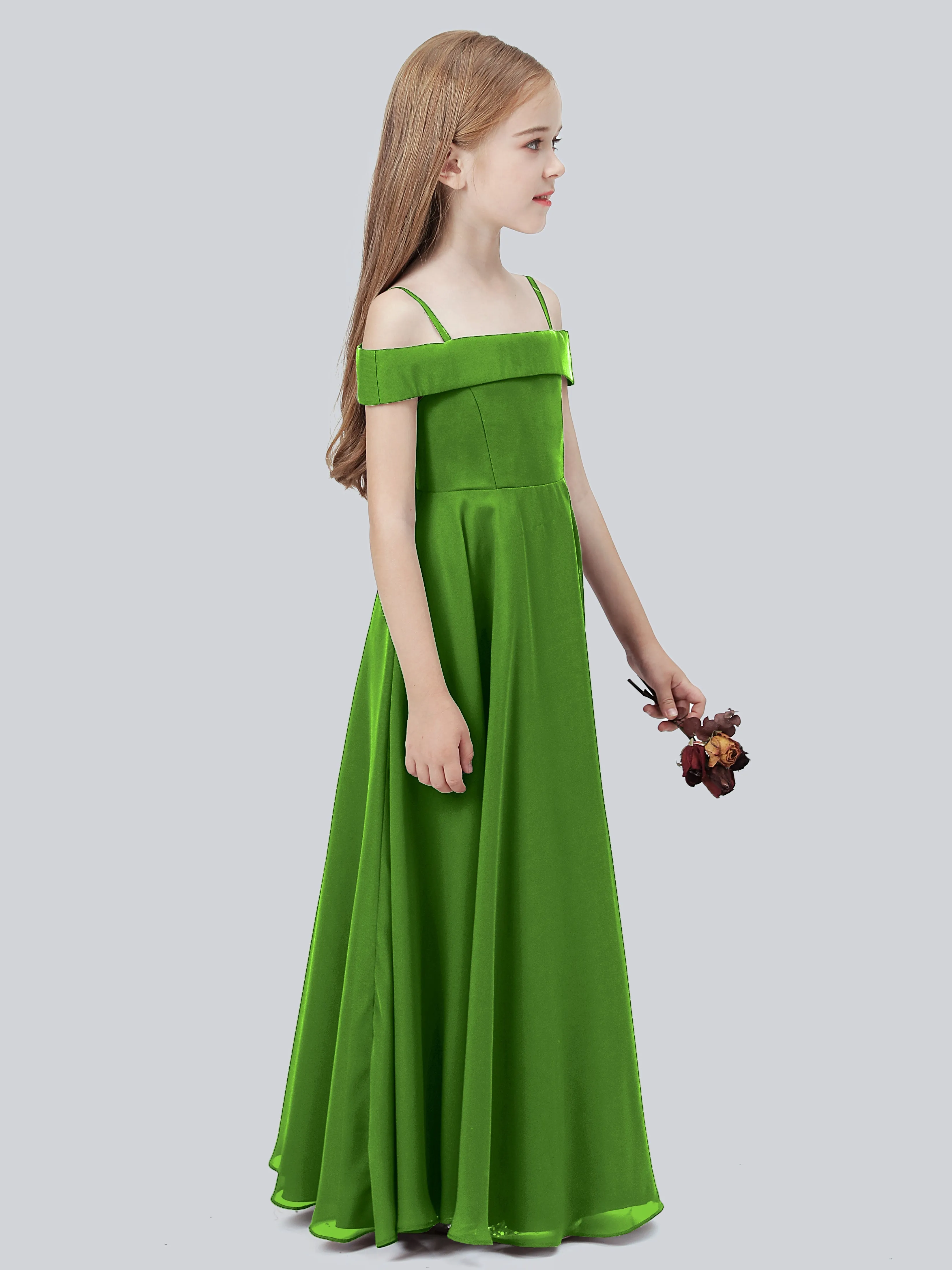 Off Shoulder Stretch Chiffon Junior Bridesmaid Dress