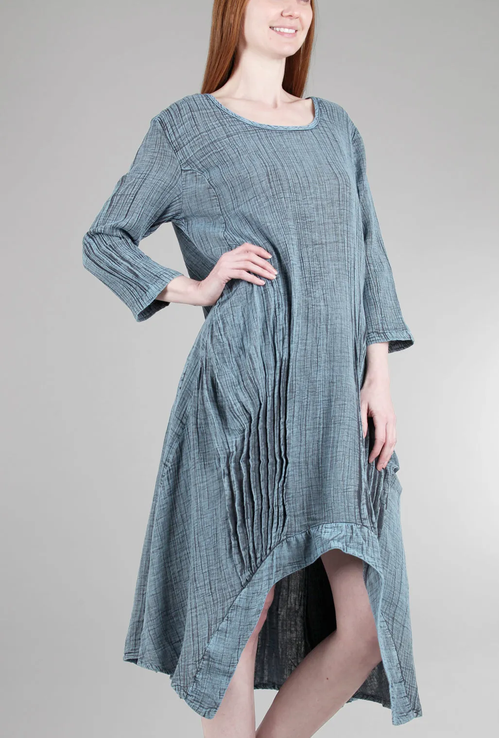 Pleat-Detail Lexi Dress, Stormy Blue