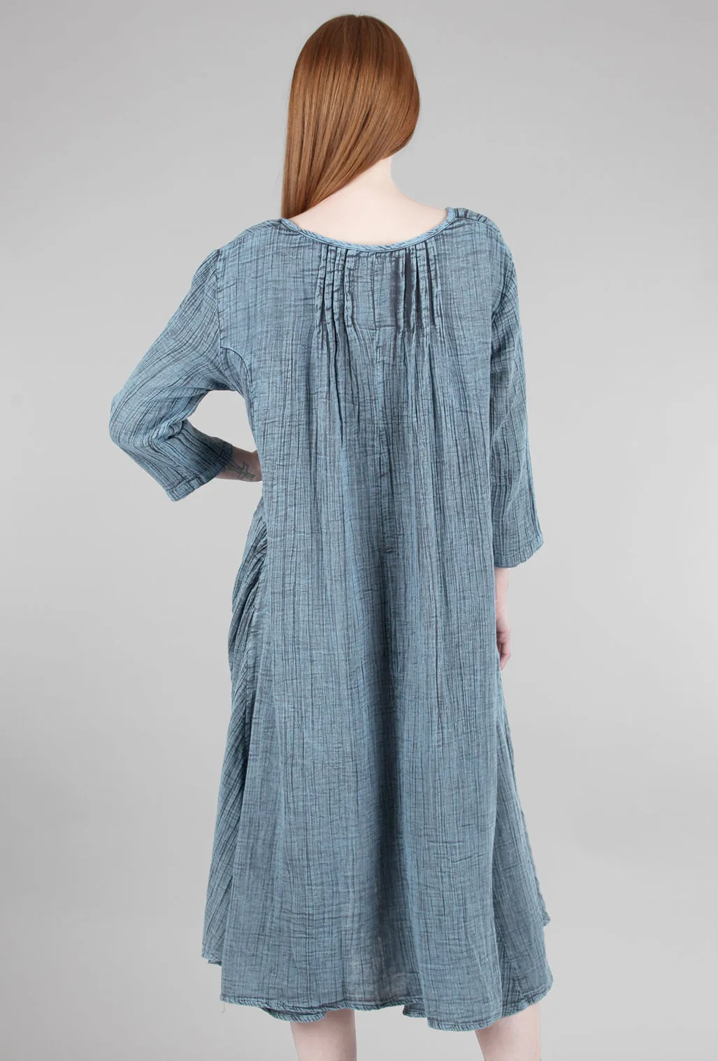 Pleat-Detail Lexi Dress, Stormy Blue