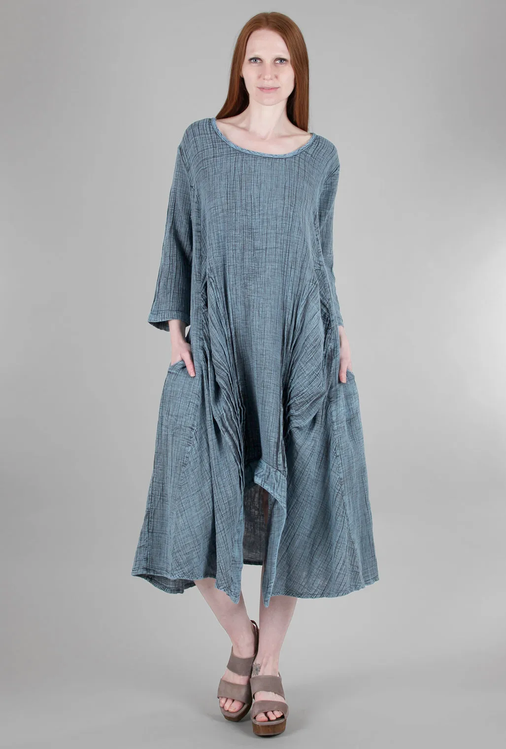 Pleat-Detail Lexi Dress, Stormy Blue